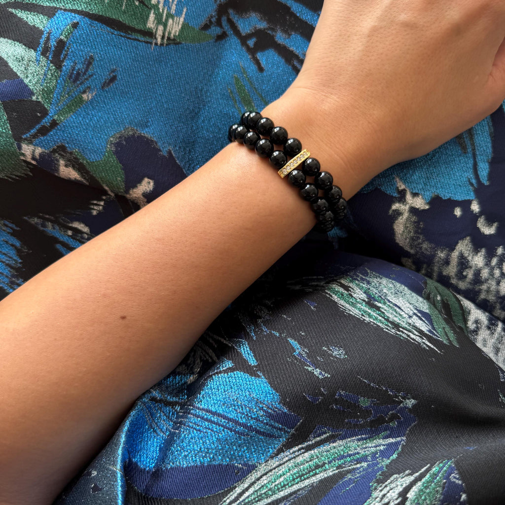 Black Pearl Bracelet Double Layer Design Statement Piece Vintage Style Accessory Gothic Fashion Element Elegant Wrist Jewelry Wedding Day Essential Formal Event Collection Premium Shell Pearls Gold Plated Spacers Multiple Size Options