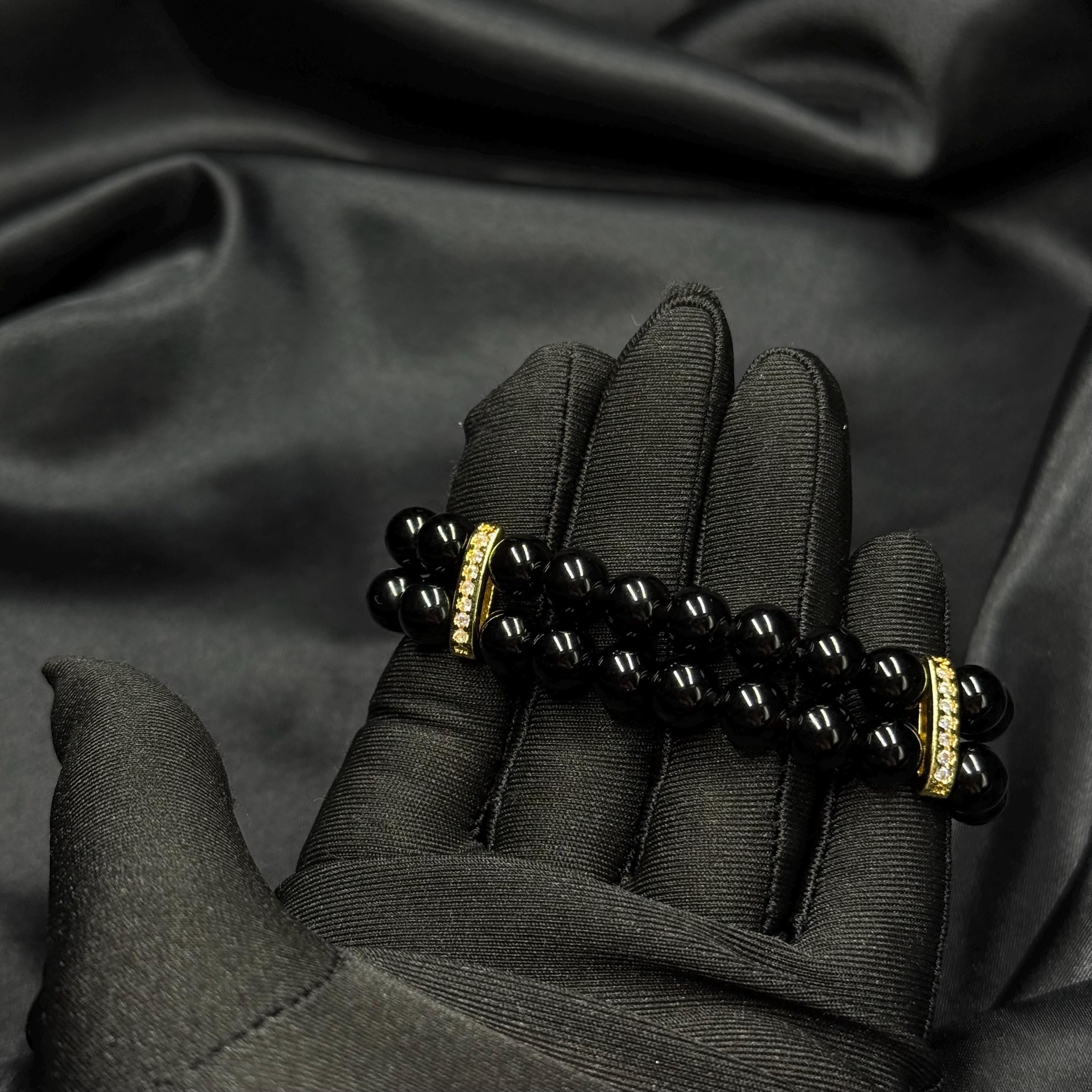 Classic Pearl Bracelet Layered Design Statement Piece Elegant Vintage Style Black Pearl Collection Gothic Fashion Element Formal Accessory Wedding Jewelry Special Occasion Piece Double Strand Construction Multiple Size Options Gift Ready