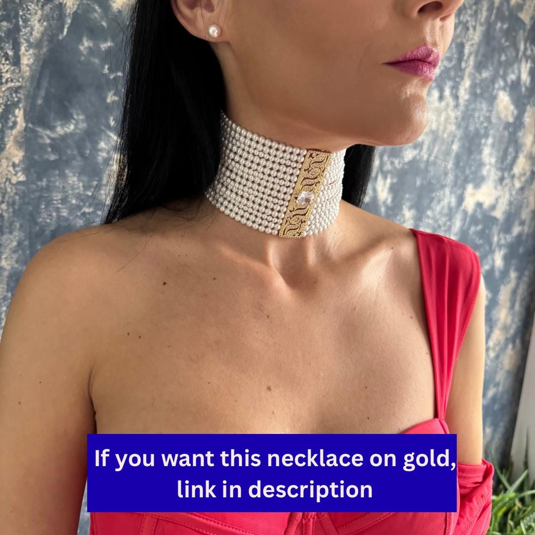 Custom Length Necklace White Pearl Choker Handmade Bridal Jewelry Versatile Wedding Accessory Adjustable Size Option Multi Strand Design Premium Shell Pearls Platinum Plated Elements Zircon Detail Elegant Statement Piece Luxury Formal Look