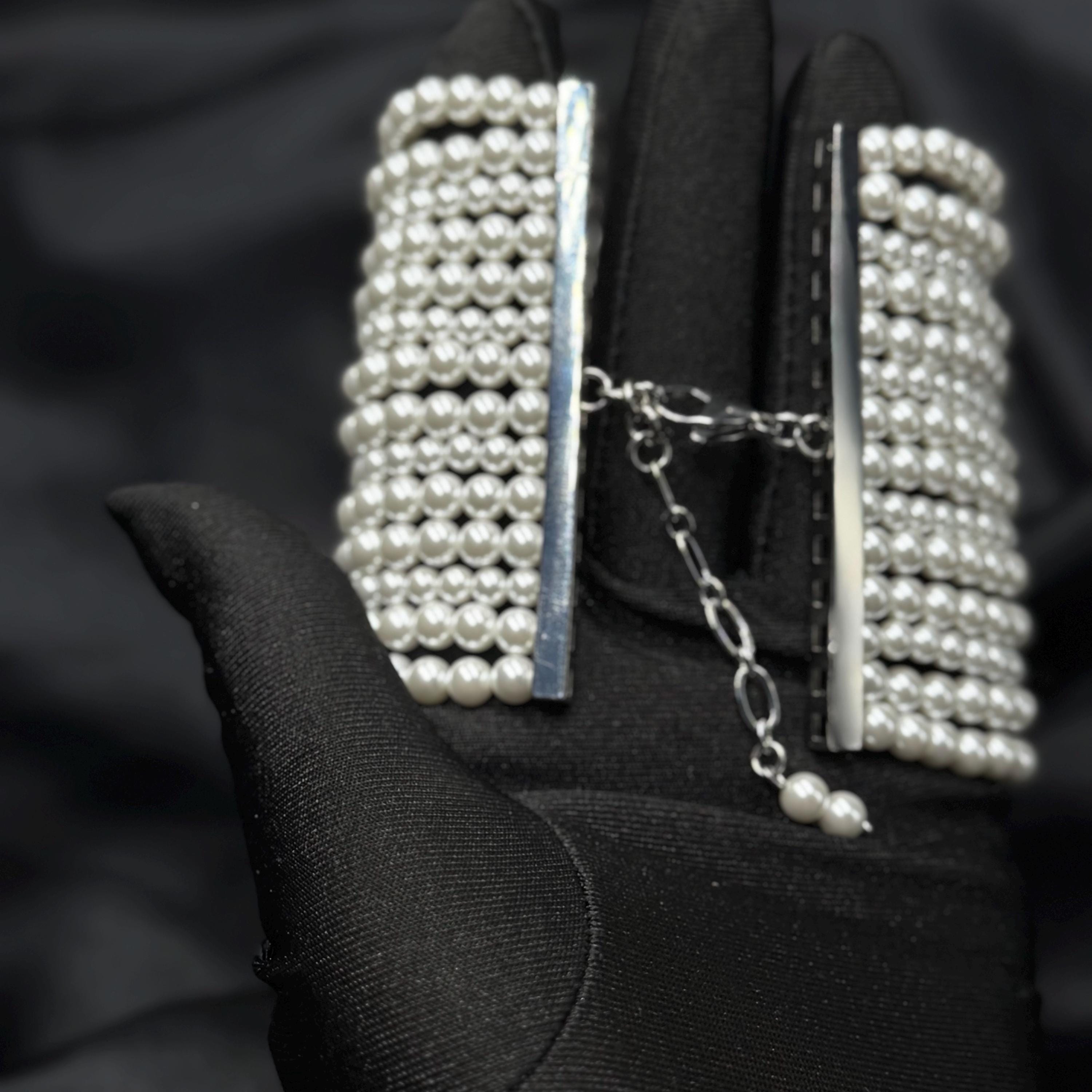 Custom Length Necklace White Pearl Choker Handmade Bridal Jewelry Versatile Wedding Accessory Adjustable Size Option Multi Strand Design Premium Shell Pearls Platinum Plated Elements Zircon Detail Elegant Statement Piece Luxury Formal Look