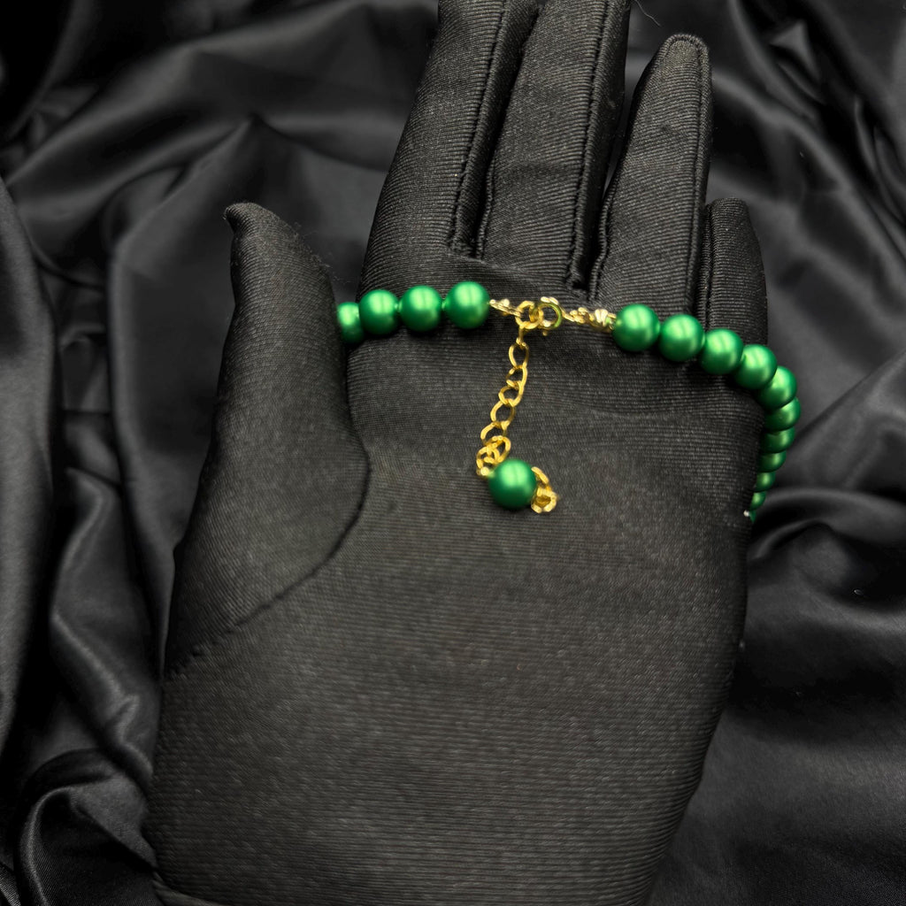 Emerald Pearl Necklace Green Jewelry Handmade High Quality Gift Idea Elegant Evening Accessory