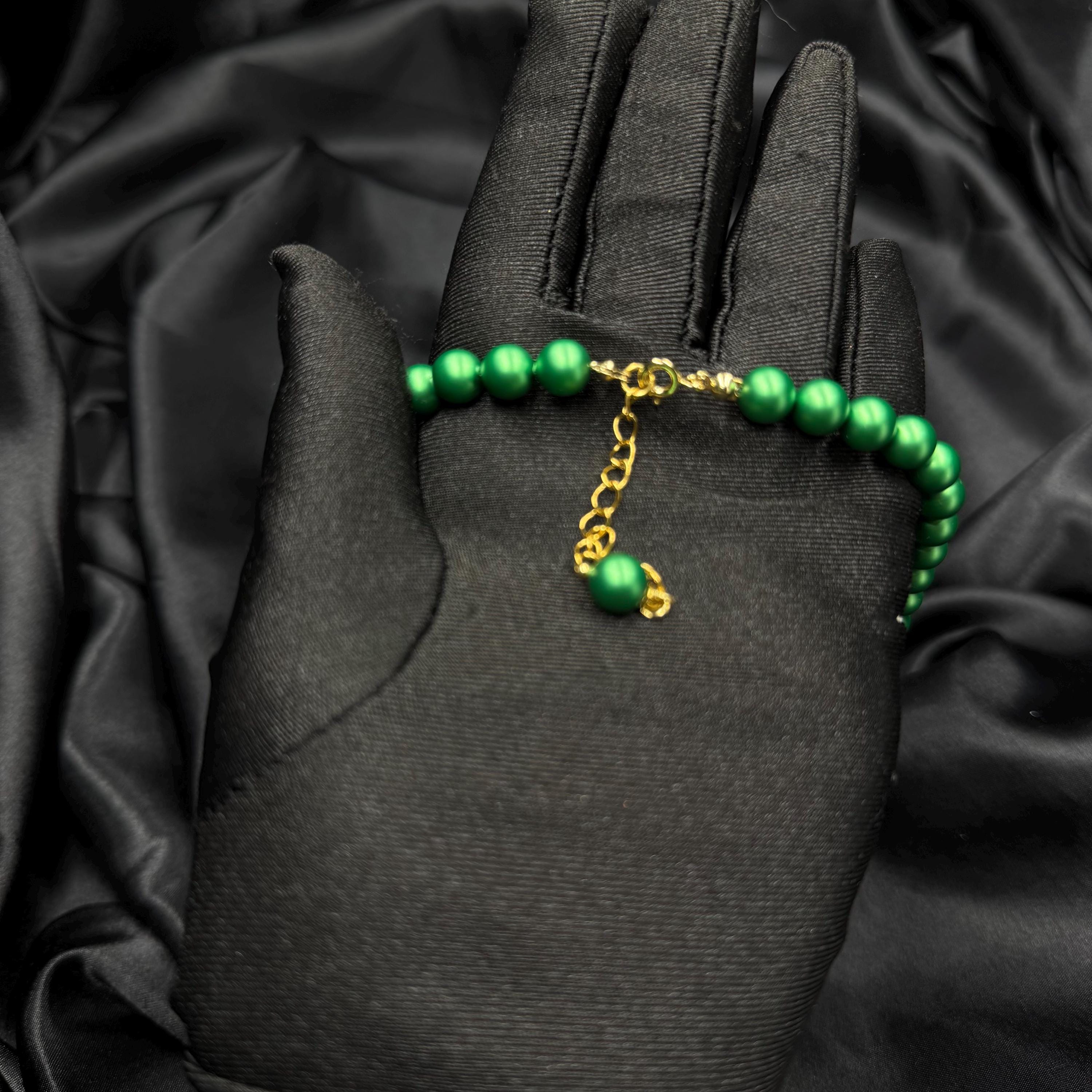 Emerald Pearl Necklace Green Jewelry Handmade High Quality Gift Idea Elegant Evening Accessory