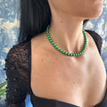 Emerald Pearl Necklace Handmade Crystal Jewelry Premium Quality Design Green Fashion Statement Elegant Accessory Adjustable Length Chain Extension Customizable Size Options Gold Platinum Clasp Formal Event Perfect Gift Idea Special Occasion