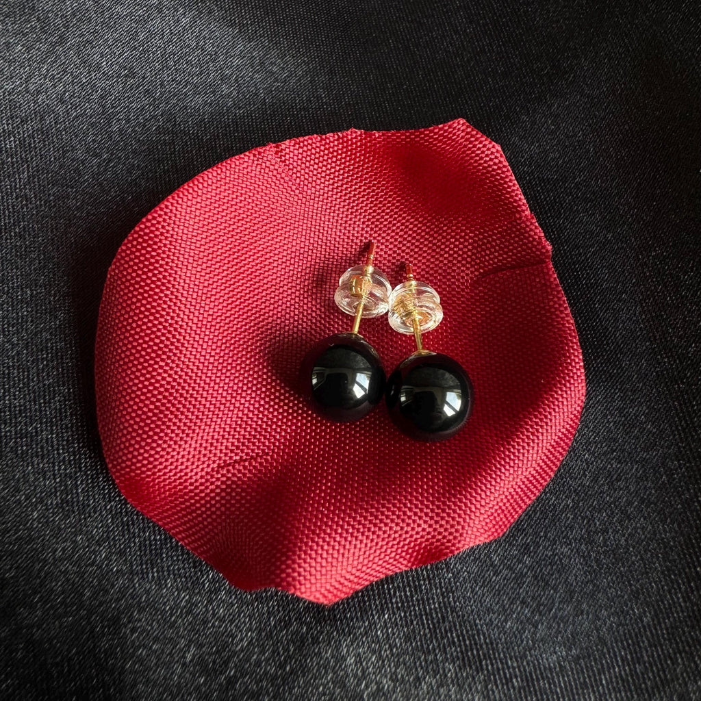 Black Pearl Earring Gift Box Heart Gothic Jewelry Gift for Her Birthday Present Elegant Stud Silver Gold Pearl Crystal Bridesmaid