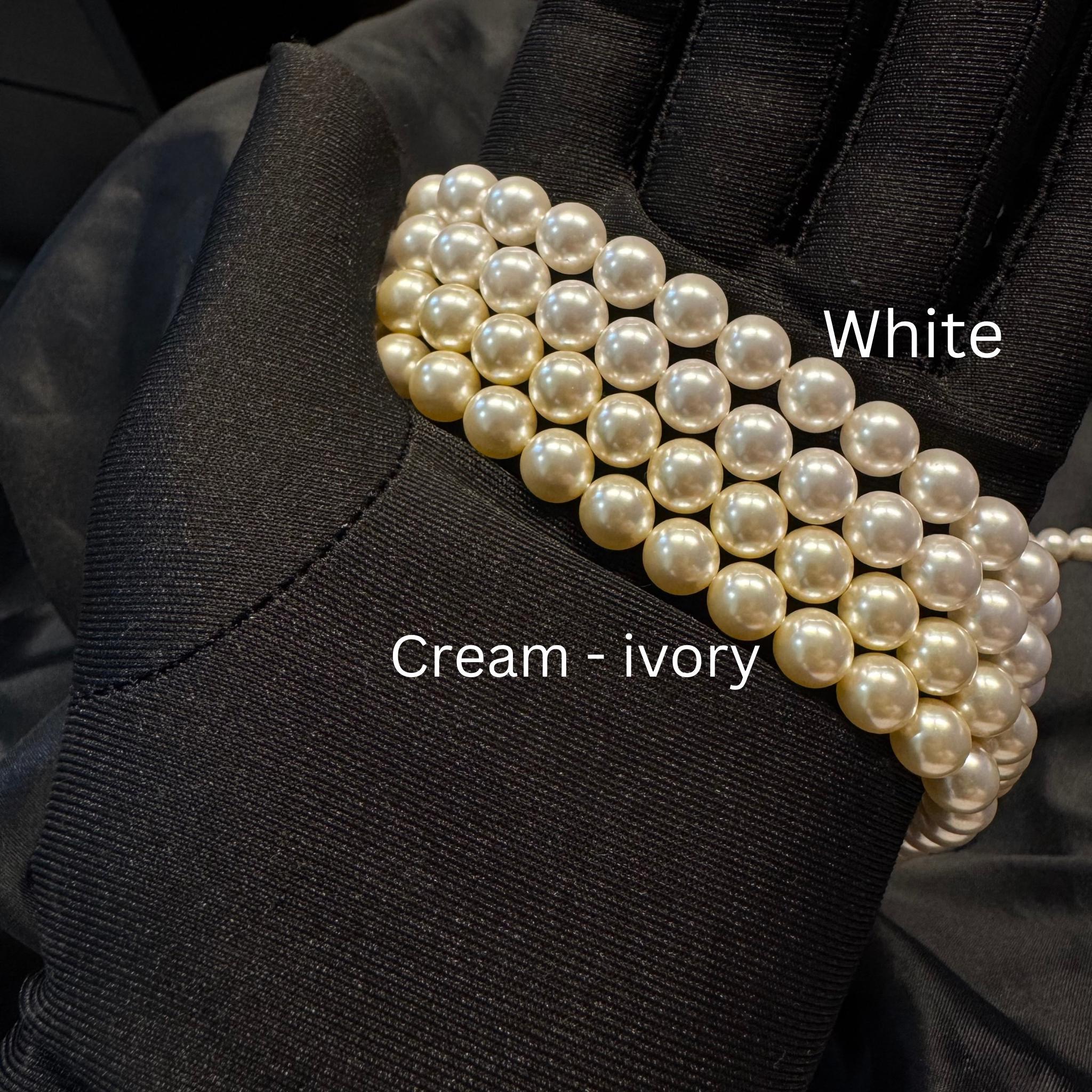 Pearl Choker Necklace Wedding Jewelry Vintage Style Elegant Accessory Multi Layer Statement White Chunky Design Formal Wear 7 Strand Luxury