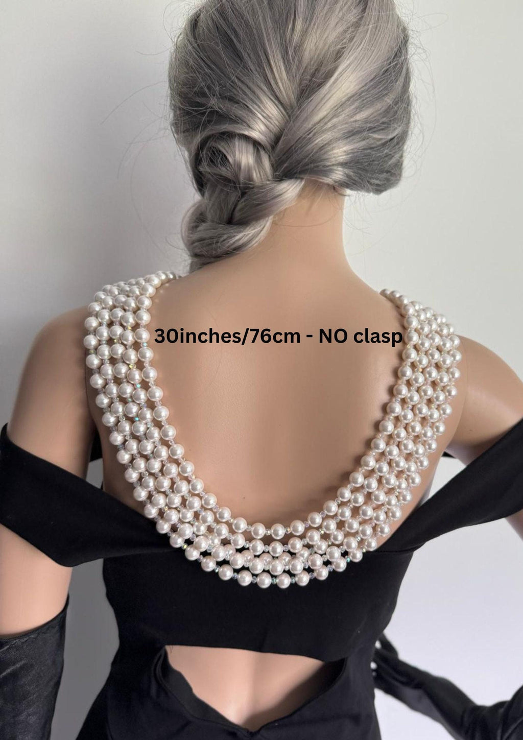 Statement Pearl Necklace Back Drop Jewelry Accessory Formal Wear Gatsby Inspired Art Deco 1920 Luxury Piece Multi Strand Breakfast at Tiffan