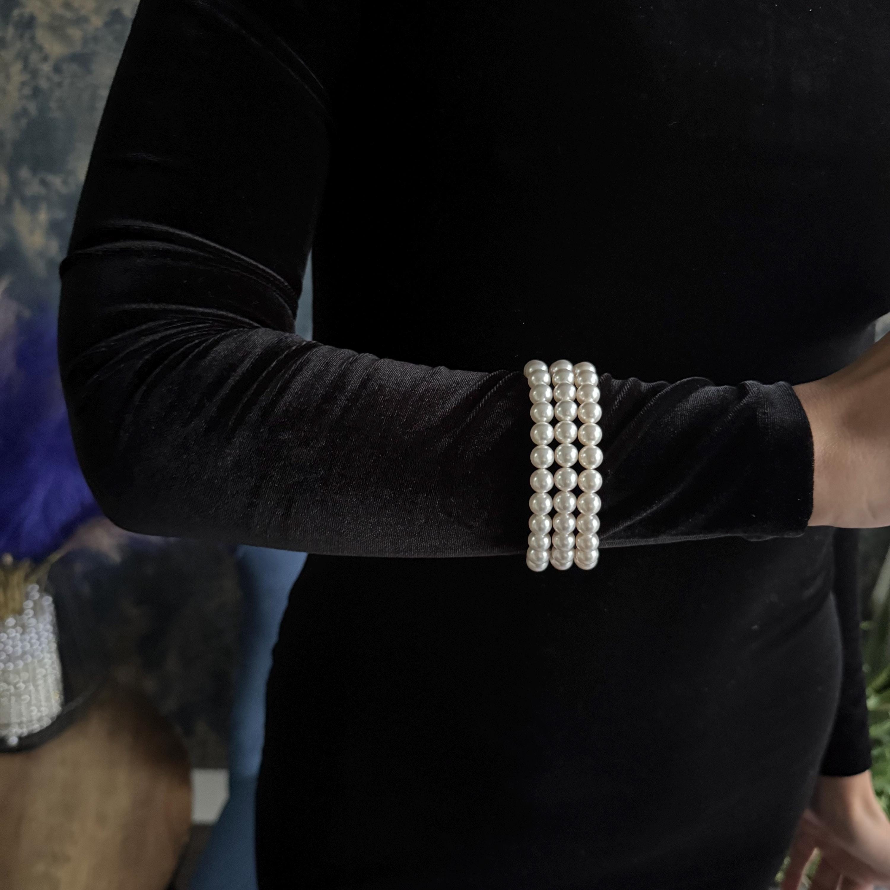 Layered Pearl Bracelet Wedding Jewelry Bridal Accessory Three Strand Design Crystal Pearls Elegant Statement Piece Gold Plated Clasp Premium Quality Craftsmanship Formal Event Jewelry Special Occasion Piece Timeless Elegance Classic Design