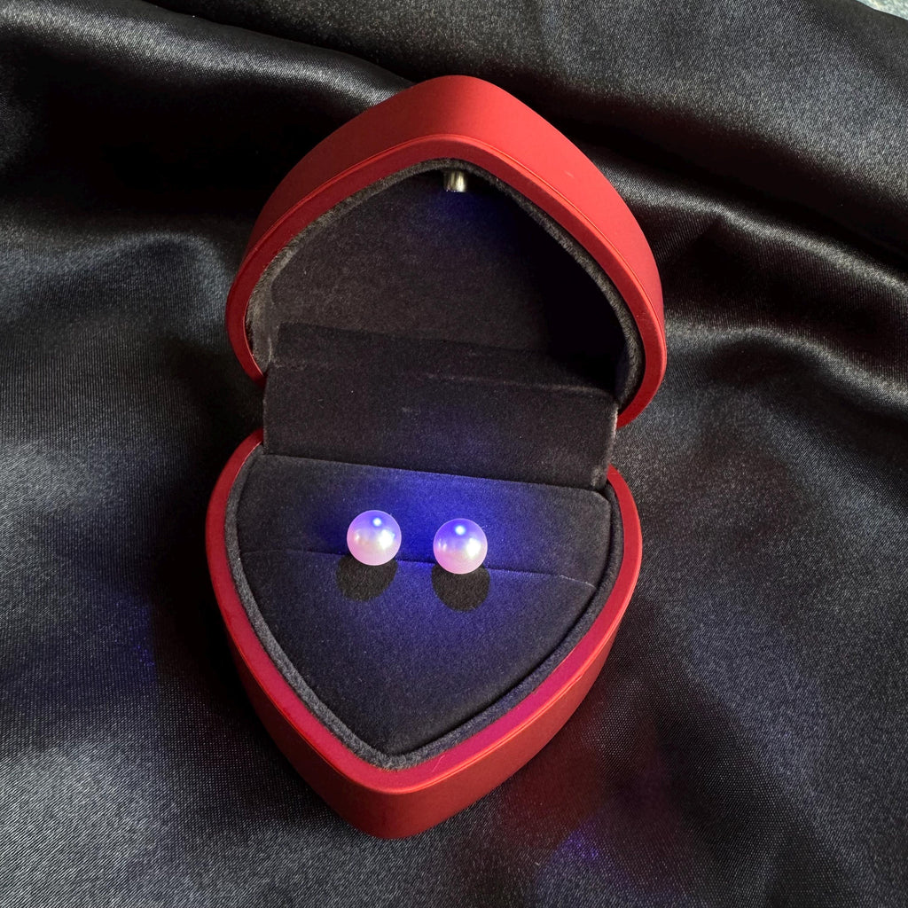 Wedding Jewelry Pink Pearl Earrings Bridesmaid Gift Idea Sterling Silver Studs Elegant Accessory Special Occasion Present Beautiful Crystal Design Feminine Style Classic Look Birthday Gift Her Valentine Day Surprise Red Heart Box Ready