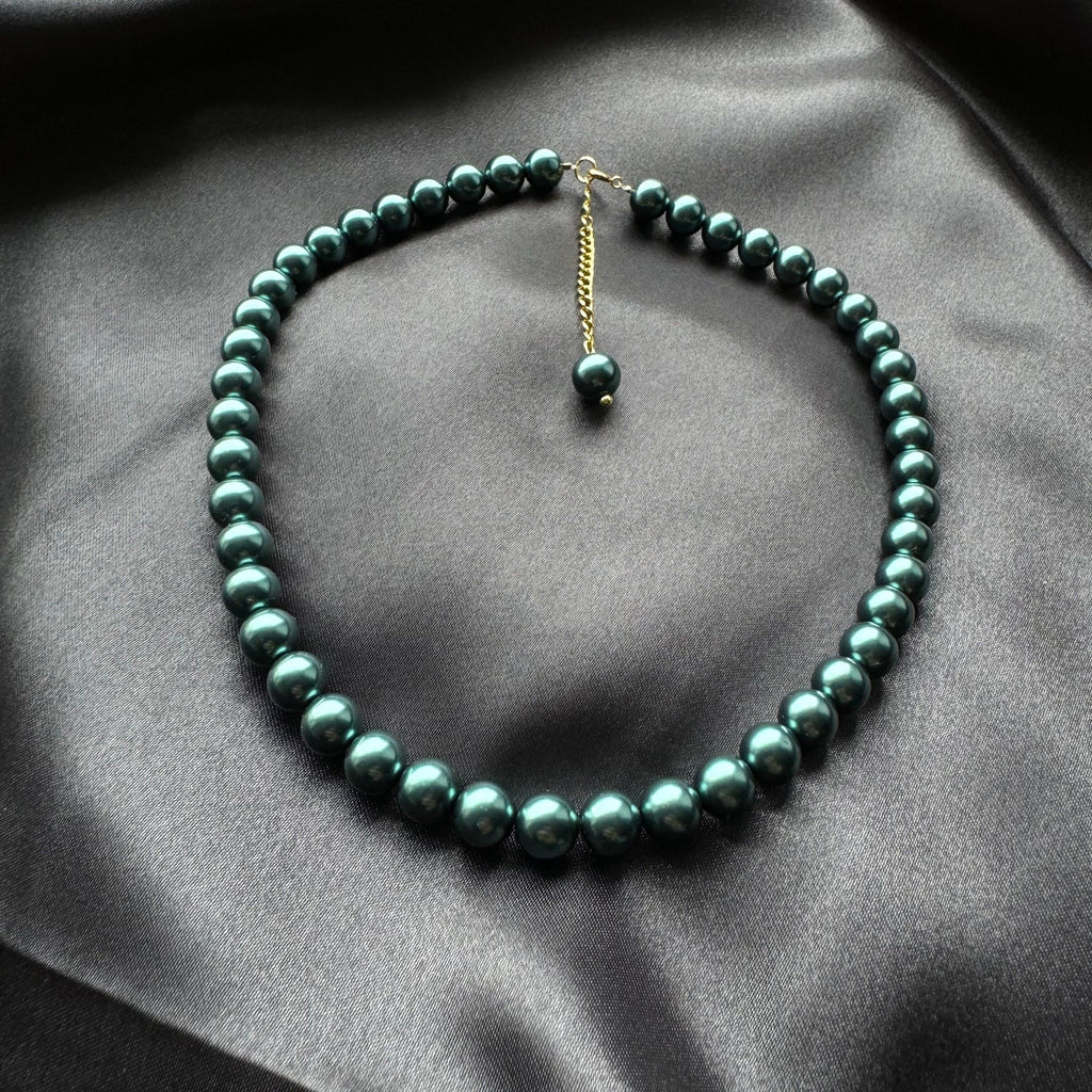 Green Pearl Choker Necklace Classic Design Vintage Style Costume Statement Piece Elegant Jewelry Accessory Bridesmaid Gift Mother's Day