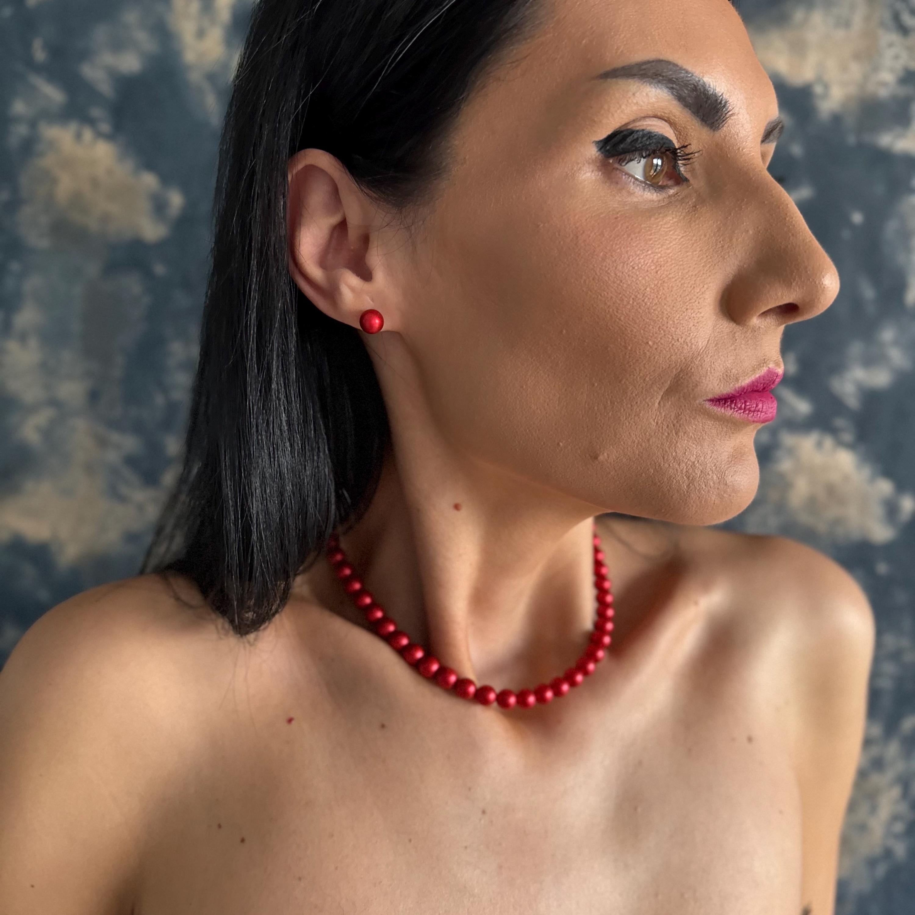 Special Occasion Jewelry Red Pearl Earrings Light Up Gift Box Birthday Present Idea Sterling Silver Studs Crystal Pearl Design Elegant Accessories Beautiful Heart Shaped Container Premium Quality Jewelry Classic Timeless Style Perfect Gift