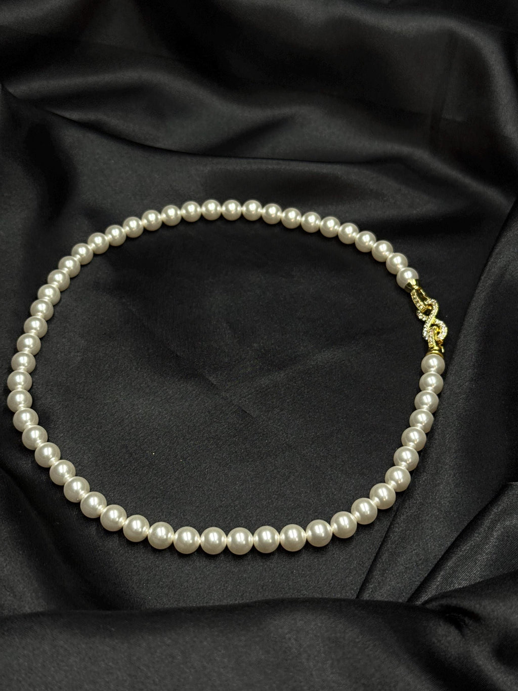 Pearl Choker Necklace Bridal Jewelry Wedding Accessory Infinity Symbol Elegant Collar Classic Ivory Pearls White Custom Length High Quality