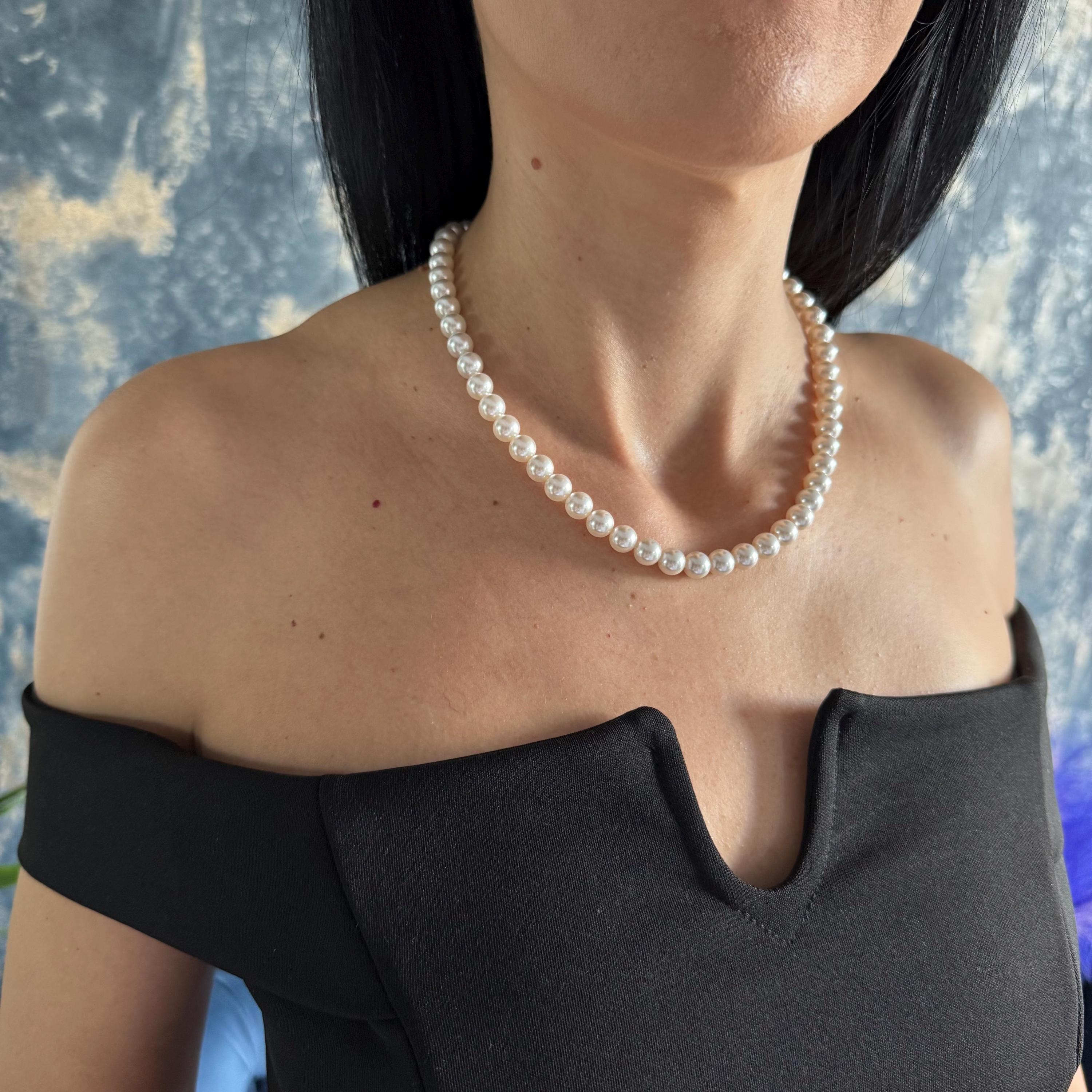Pearl Choker Necklace Bridal Jewelry Wedding Accessory Infinity Symbol Elegant Collar Classic Ivory Pearls White Custom Length High Quality