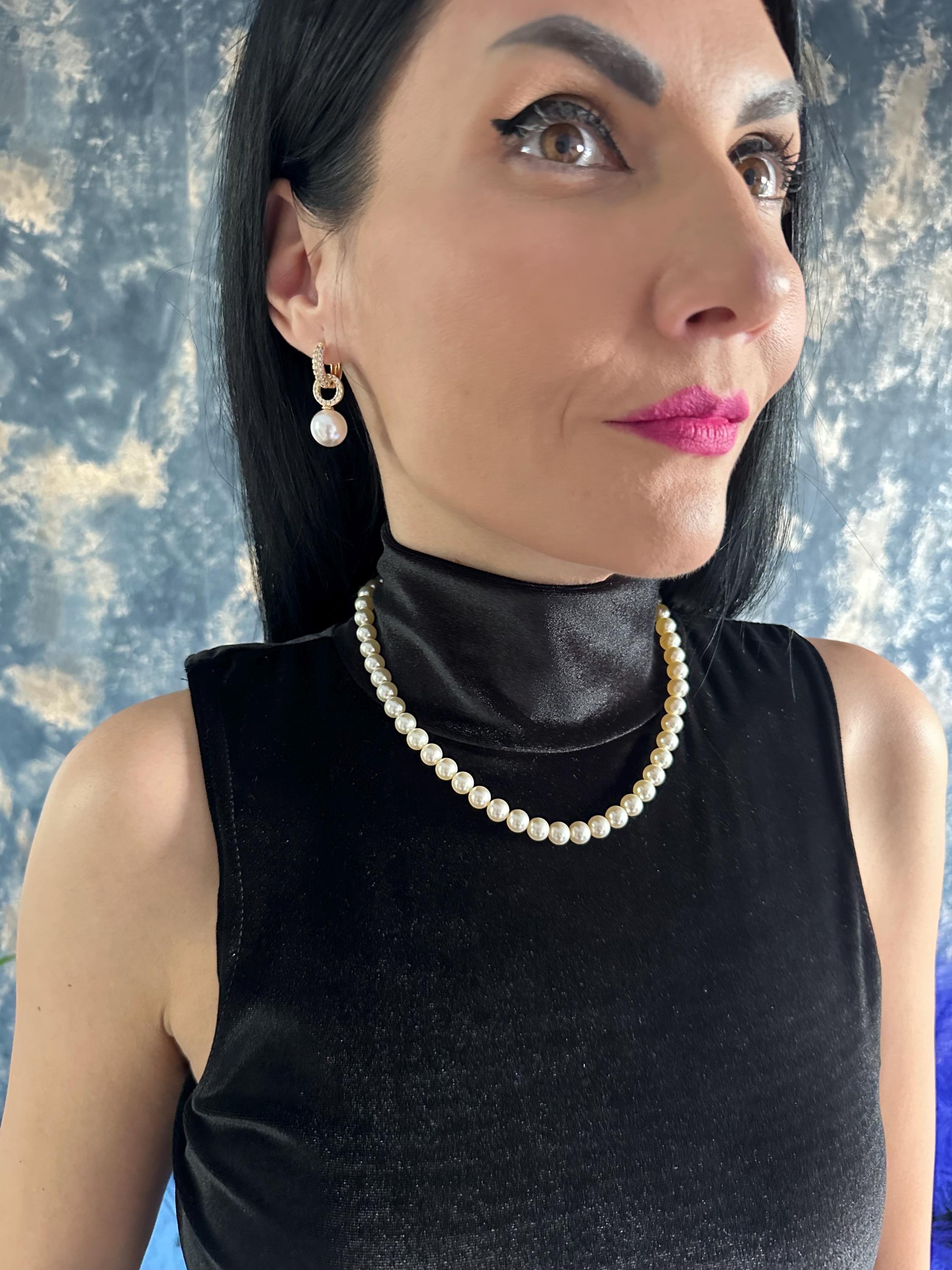 Pearl Drop Earrings Bridal Jewelry Collection Wedding Day Accessory Elegant Dangle Design Gold Plated Hoops Crystal Pearl Pendant Dainty Zircon Details Perfect Bride Gift Special Occasion Wear Formal Event Jewelry Statement Piece Fashion