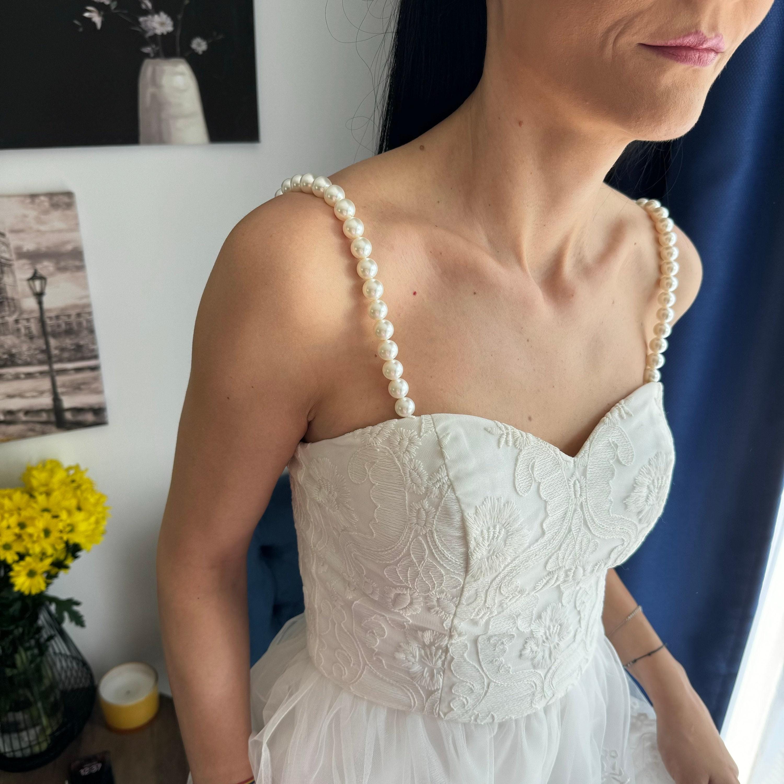Bridal Shoulder Jewelry Pearl Dress Strap Removable Wedding Accessory Elegant Gown Enhancement Beautiful Shell Pearl Design Perfect Bride Styling Essential Sophisticated Attachable Dress Jewelry Premium Quality Construction Stunning Wedding