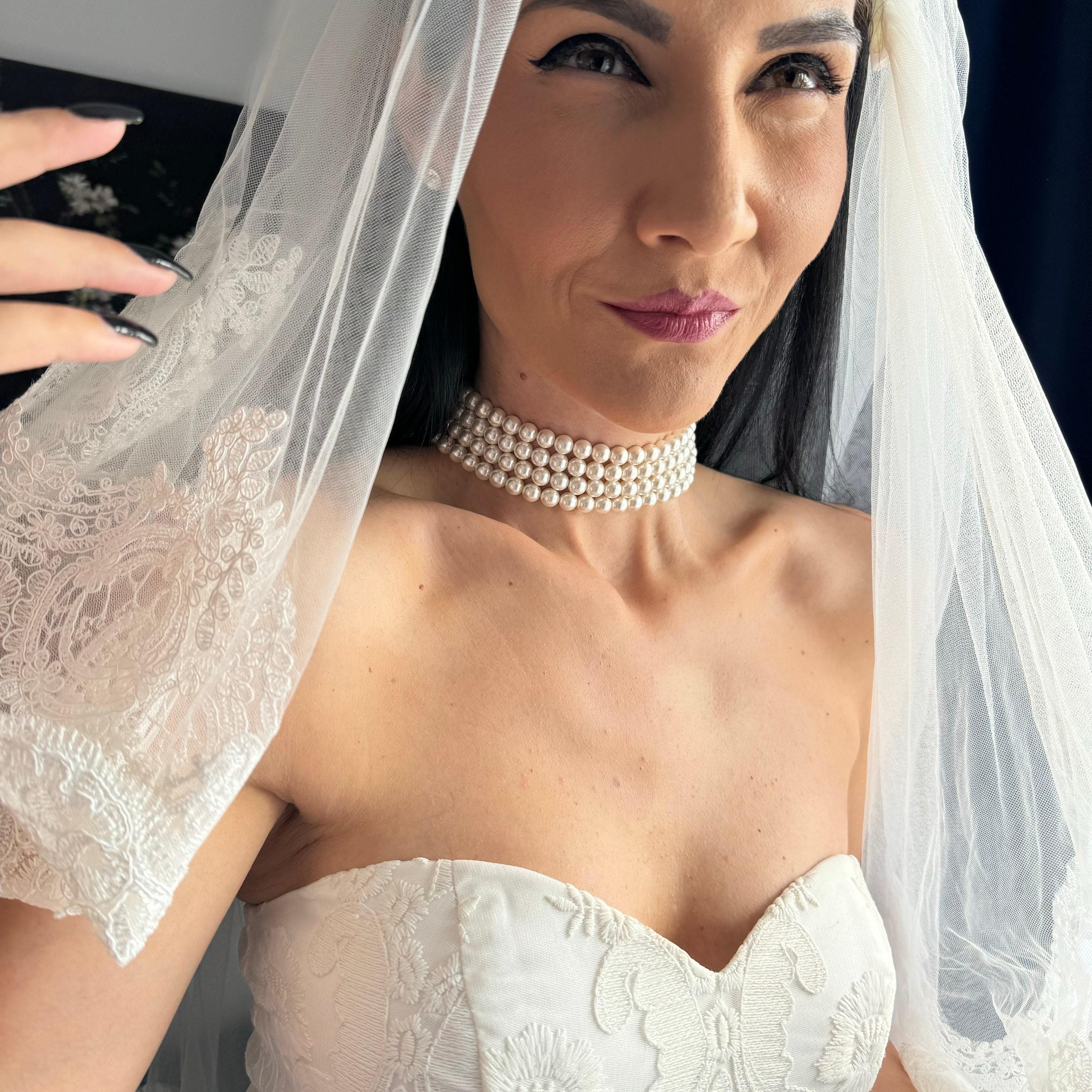 Luxury Pearl Choker Wedding Jewelry Collection Elegant Multi Strand Design Bridal Accessory Statement Piece Formal Event Essential Crystal Pearl Construction Four Layer Necklace White Ivory Options Gold Plated Clasp Sophisticated Style