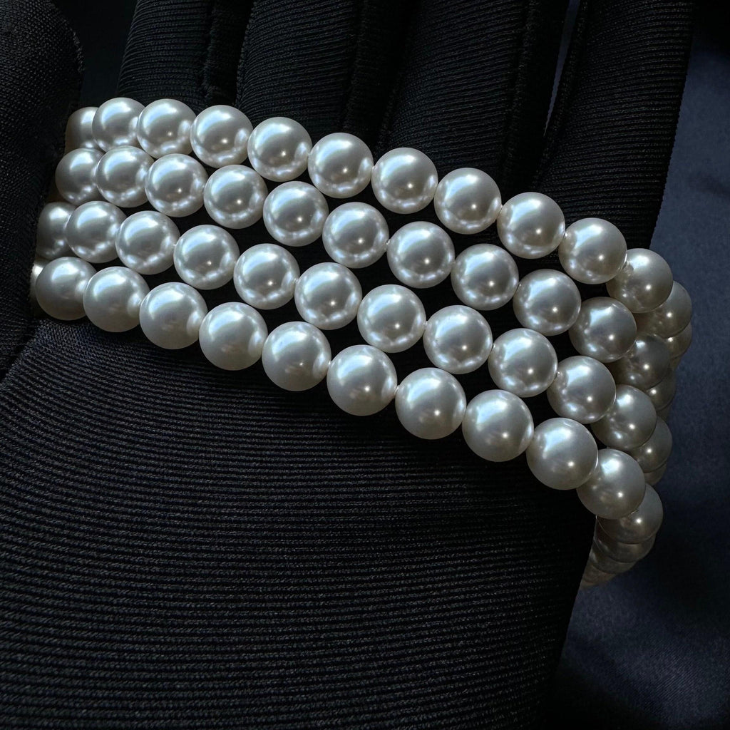Layered Pearl Choker Necklace Wedding Jewelry Elegant Pearls 4 Multi Strand Statement Piece Bridal Accessory White Ivory Formal Chunky