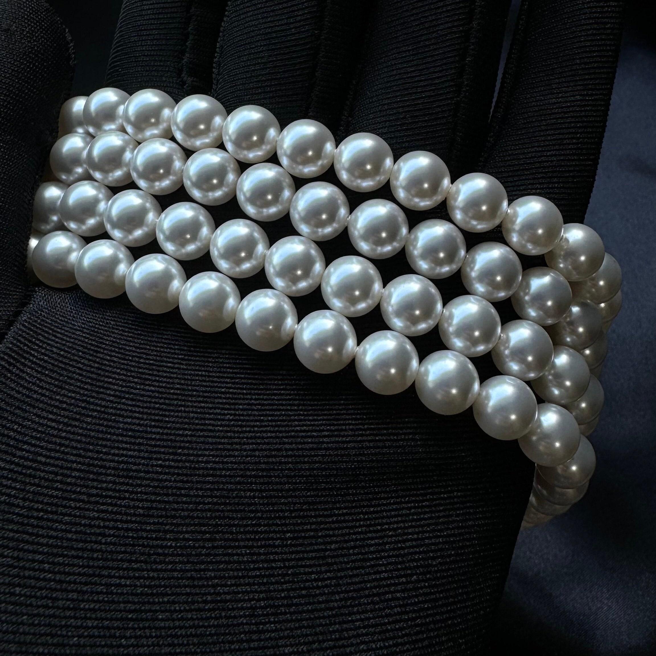Layered Pearl Choker Necklace Wedding Jewelry Elegant Pearls 4 Multi Strand Statement Piece Bridal Accessory White Ivory Formal Chunky