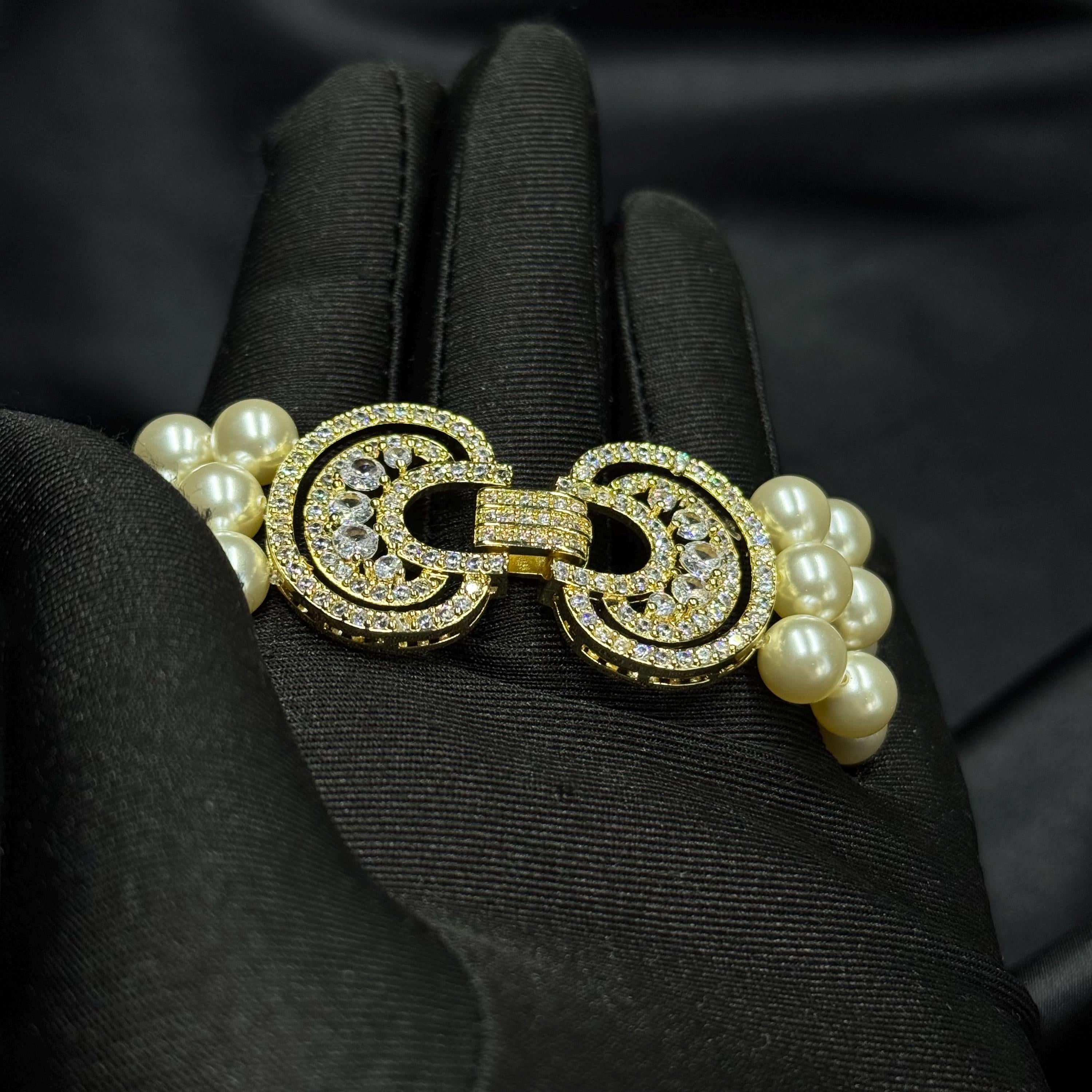 Vintage Style Pearl Necklace – Triple Strand Layered Ivory Costume Jewelry