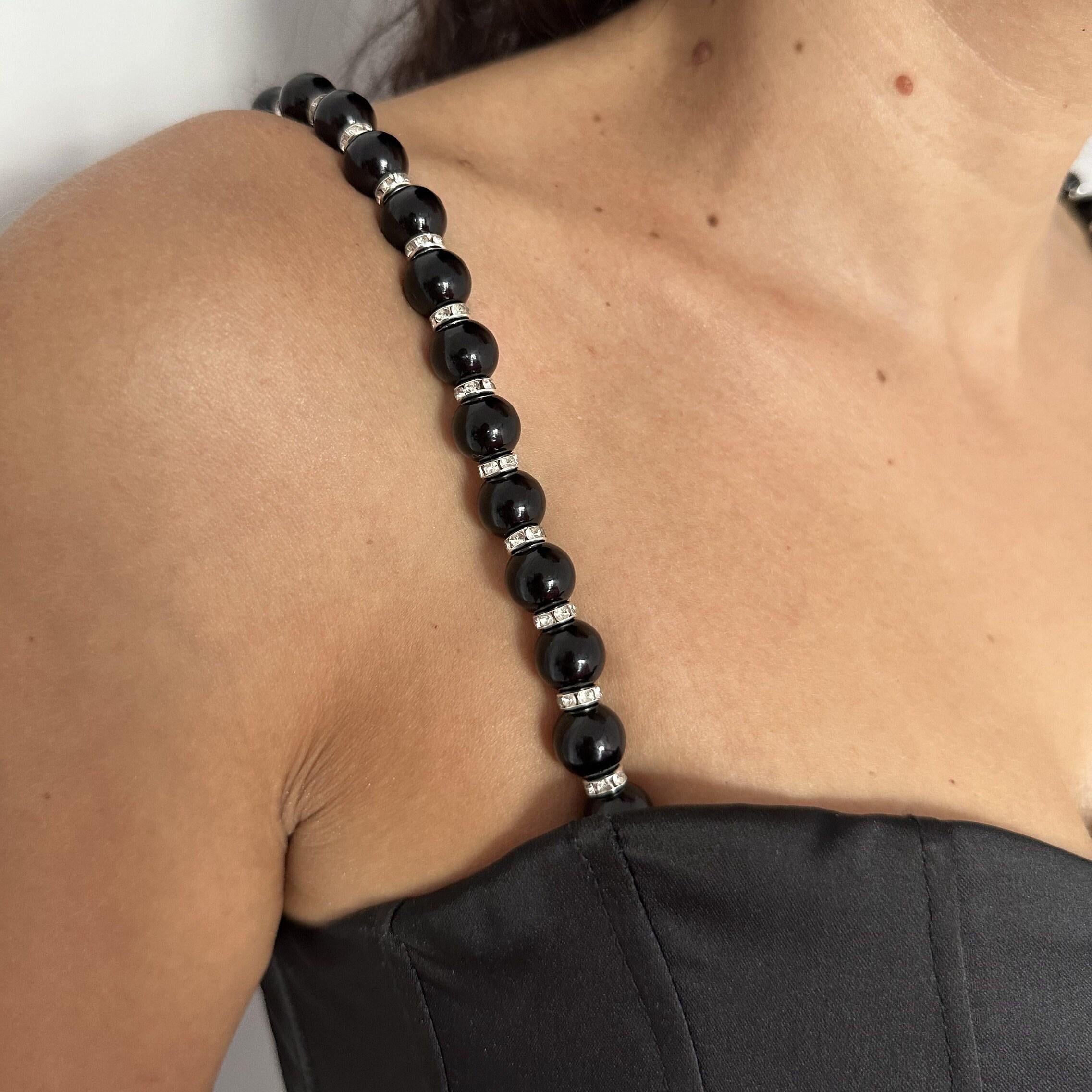 Sparkly Dress Straps Black Rhinestone Design Detachable Shoulder Accessory Elegant Evening Wear Enhancement Silver Crystal Detail Beaded Fashion Embellishment Adjustable Length Feature Glamorous Style Statement Spaghetti Strap Alternative