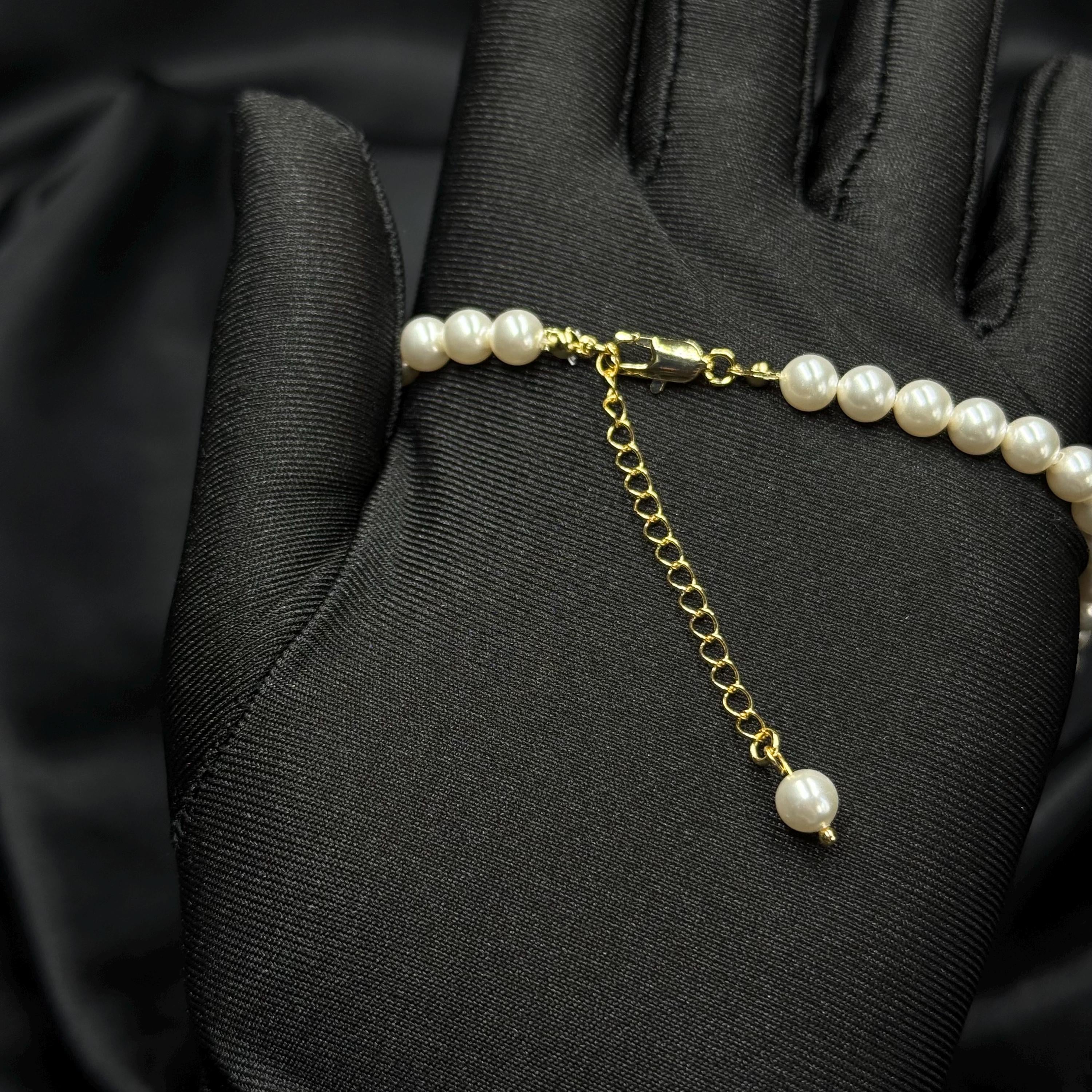 Pearl Bow Charm Necklace in Luxury Gift Box Gift for Wife Handmade Jewelry Special Occasion Formal Wear Choker Anniversary