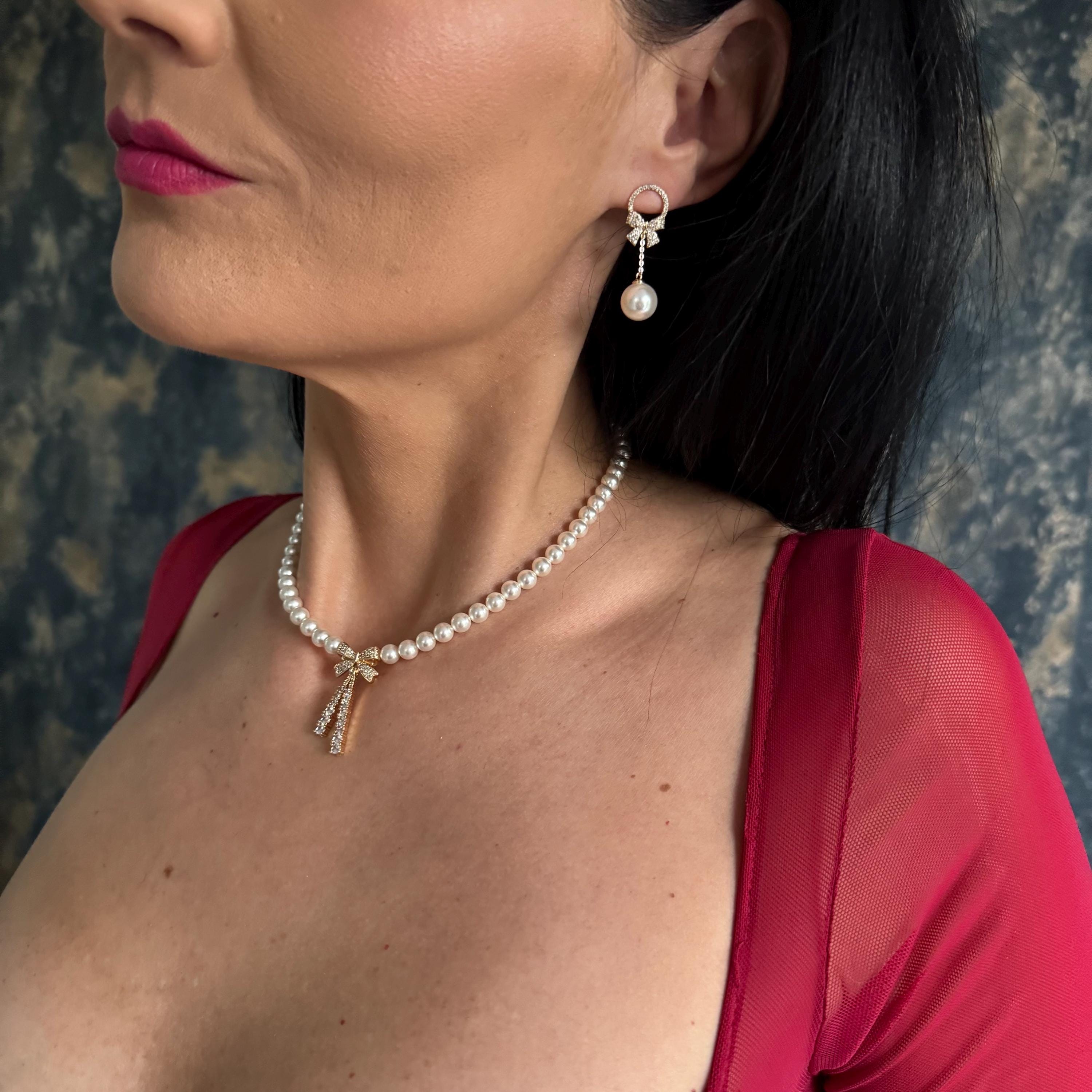 Crystal Pearl Earrings Wedding Jewelry Collection Elegant Dangle Design Bridal Accessory Set Statement Wedding Piece Formal Celebration Essential Classic Bride Look Beautiful Drop Style Special Occasion Jewelry Timeless Wedding Day