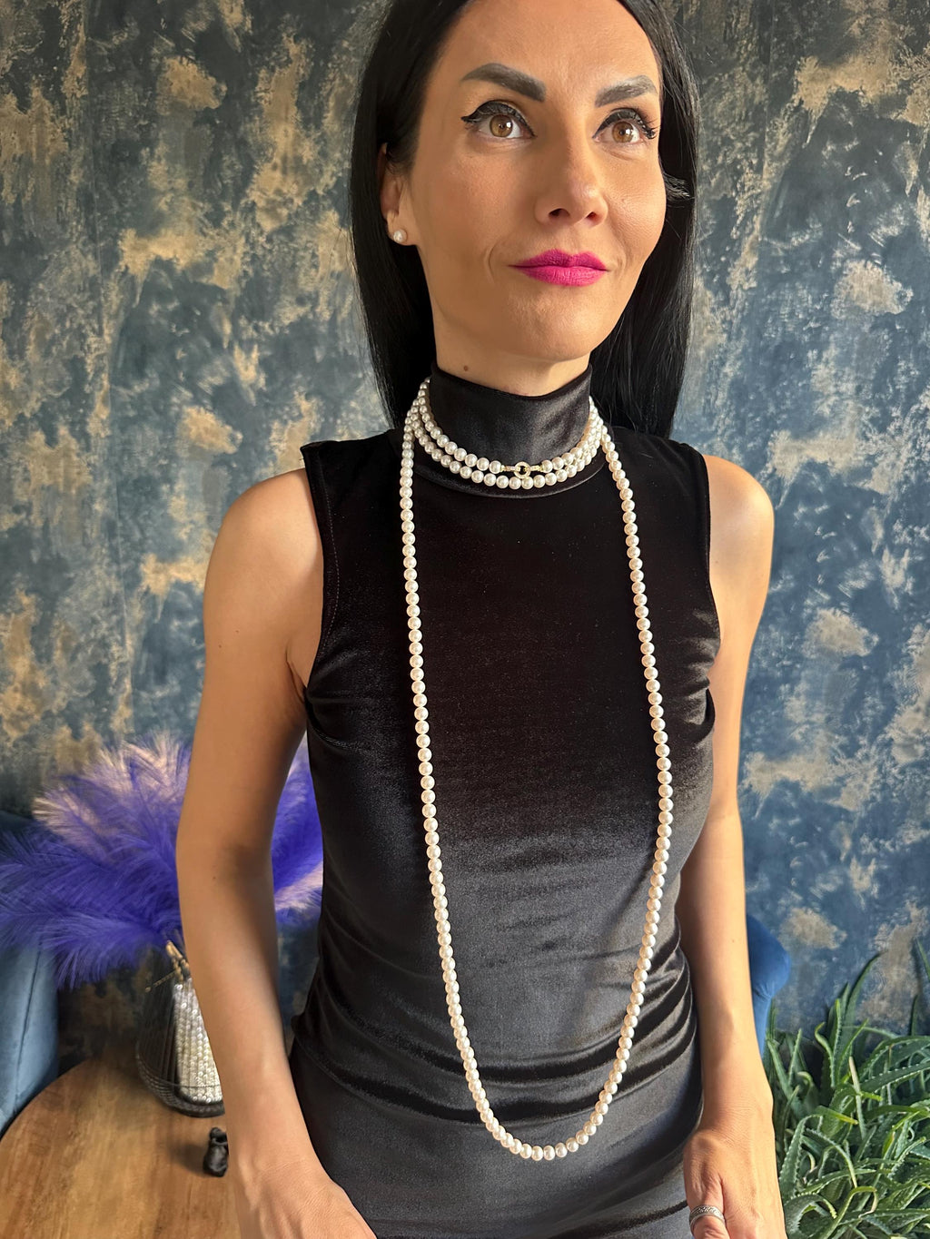 Long Pearl Necklace Multi Way Design Convertible Strand Options Wedding Accessory Formal Event Jewelry White Crystal Pearls Premium Quality Construction Elegant Bridal Piece Statement Necklace Classic Timeless Style Versatile Layering