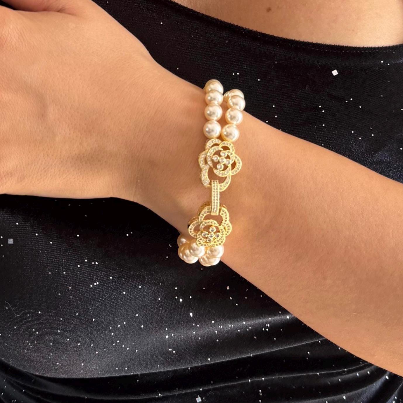 Double Strand Bracelet Costume Jewellery Bride Accessory Wedding Day Ivory Pearl Multi Layer Design Vintage Style Layered Bracelet