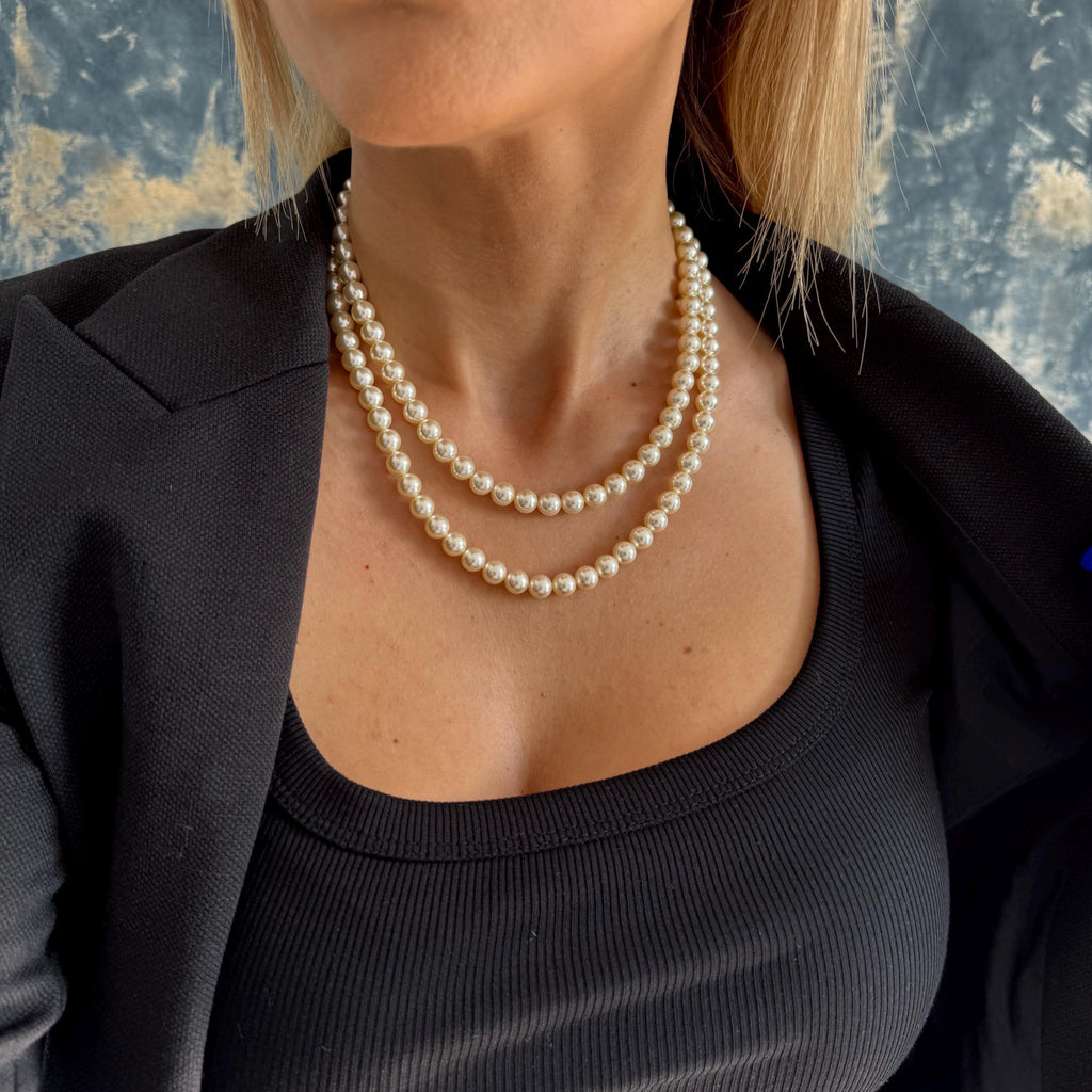 Elegant Crystal Pearl Jewelry Special Occasion Necklace Layered Design Vintage Evening Wear Swarovski Pearl Collection Multi Layer Formal Accessories Wedding Guest Jewelry Classic Style Timeless Elegance Mother Day Gift Anniversary Present
