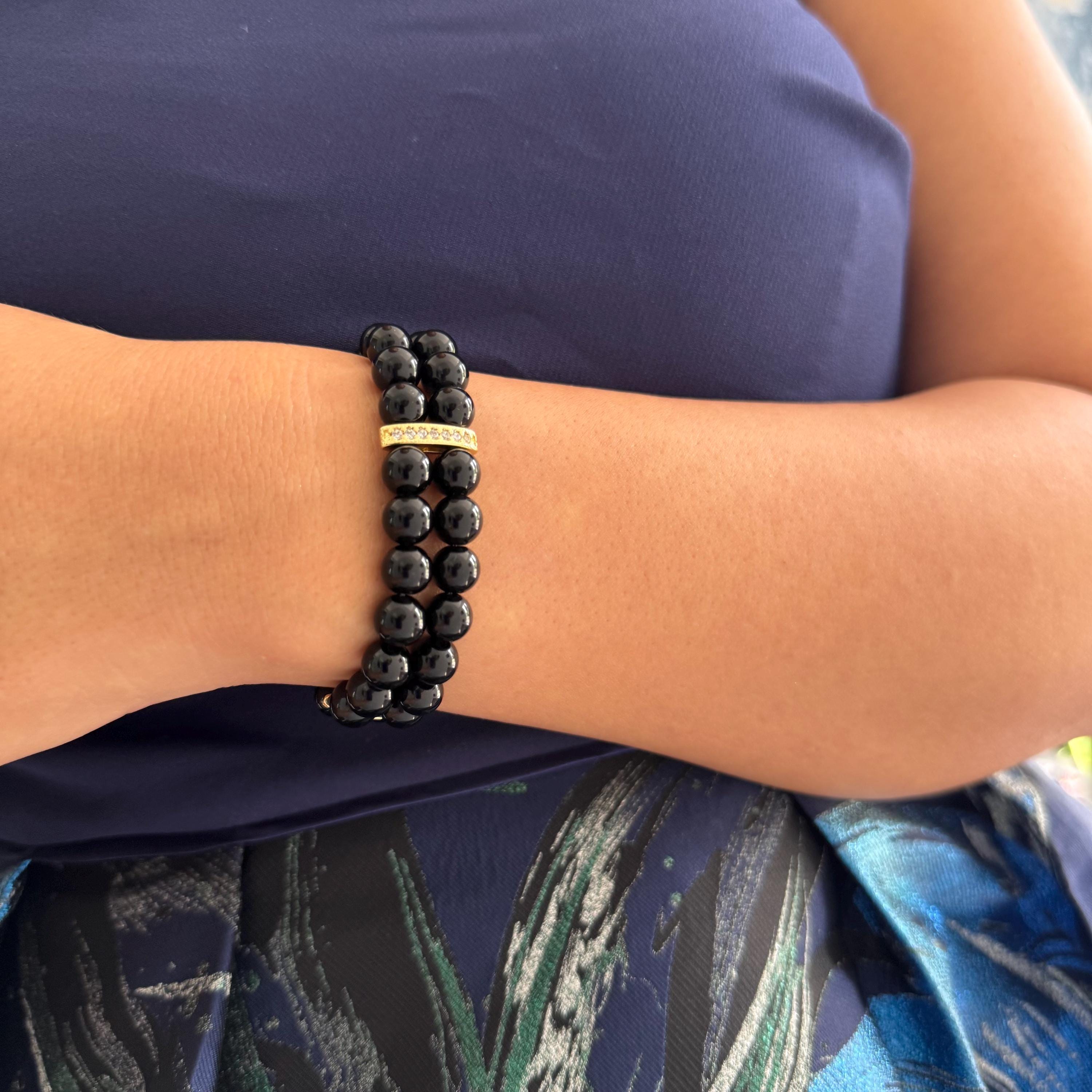 Formal Event Bracelet Layered Pearl Design Statement Piece Elegant Wrist Accessory Special Occasion Jewelry Black Pearl Collection Double Strand Style Vintage Gothic Element Classic Timeless Construction Multiple Length Options Gift Ready