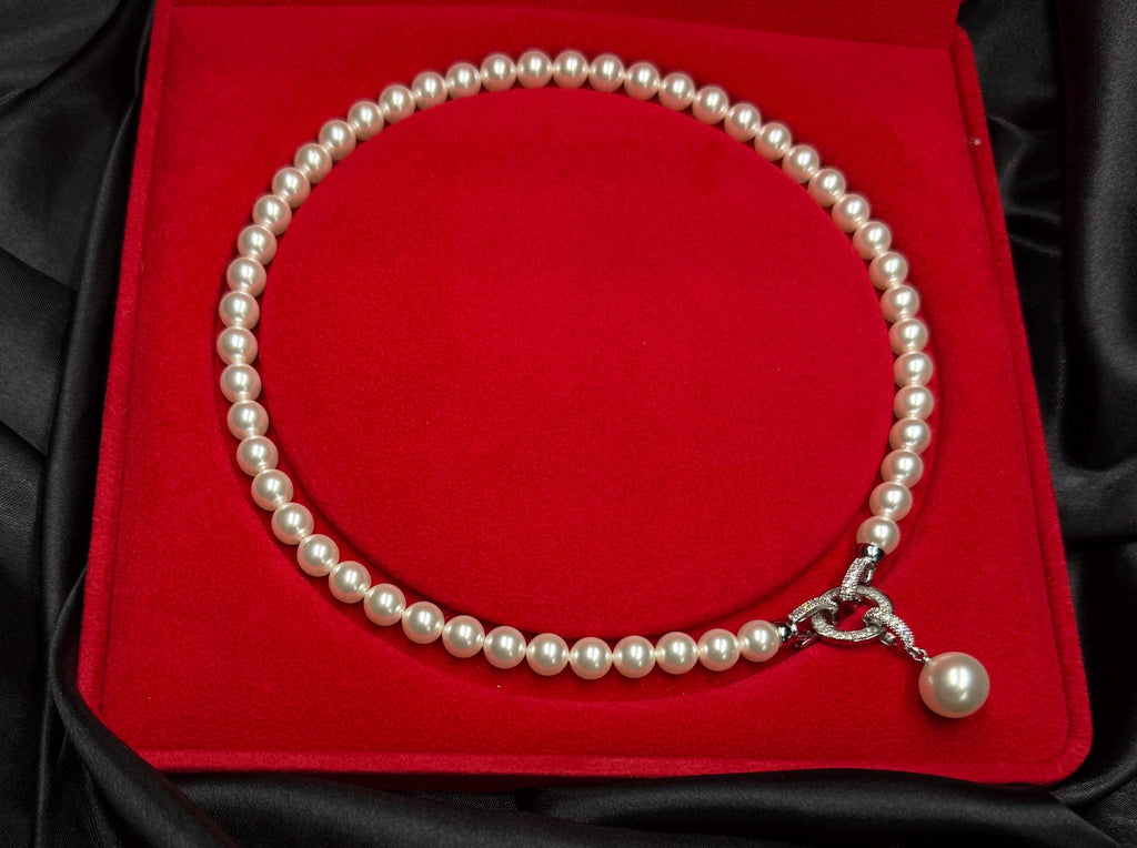 Elegant Pearl Design Formal Evening Accessory Wedding Celebration Jewelry Classic Statement Piece Crystal Pearl Pendant Beautiful Necklace Collection Premium Quality Construction Gold Plated Clasp Luxury Gift Presentation Perfect Special