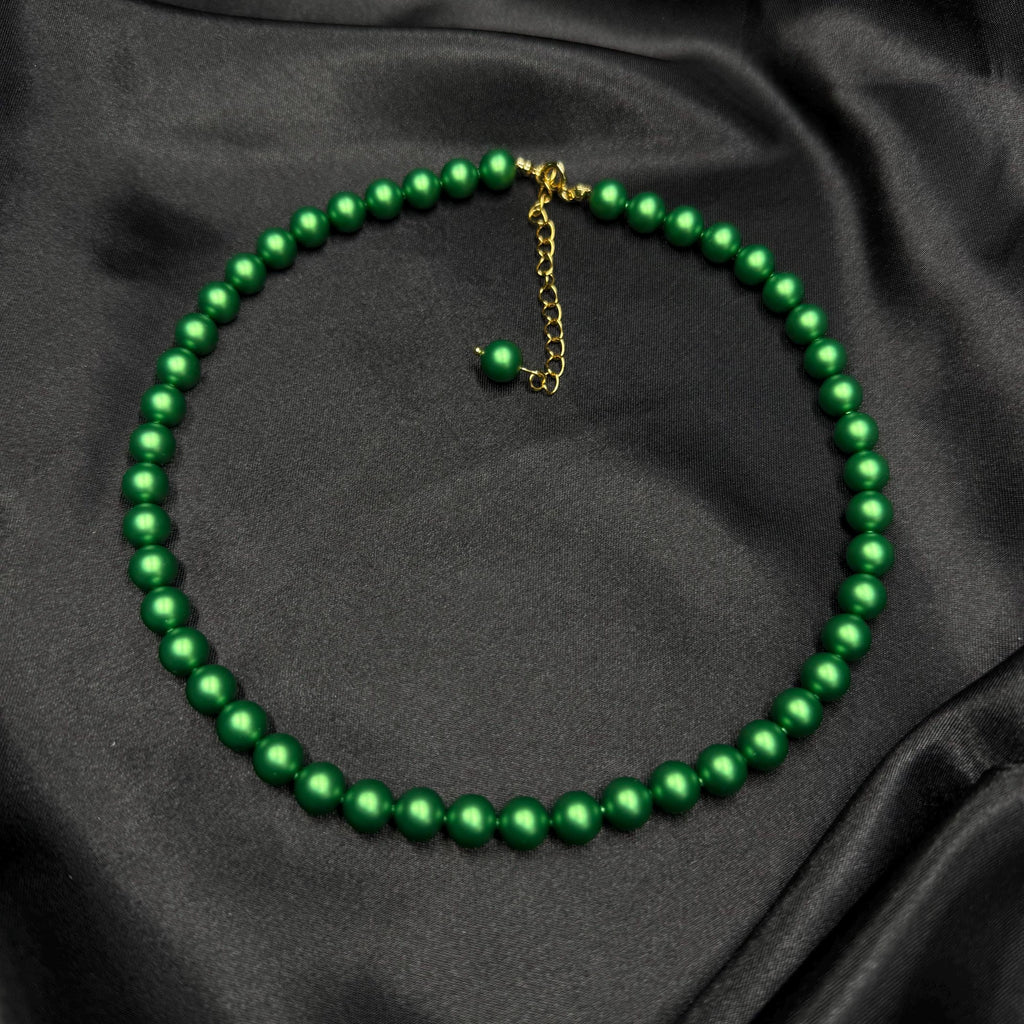Crystal Pearl Jewelry Emerald Green Necklace Elegant Statement Piece Premium Quality Design Handmade Fashion Accessory Sophisticated Style Formal Event Essential Adjustable Length Chain Extension Customizable Size Option Perfect Gift Idea