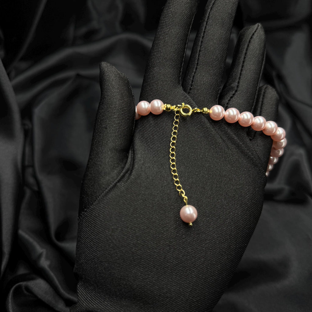Pink Pearl Choker Necklace Elegant Accessory Bridesmaids Matching Jewellery Gold Mothers Day Gift Girlfriend Idea Birthday