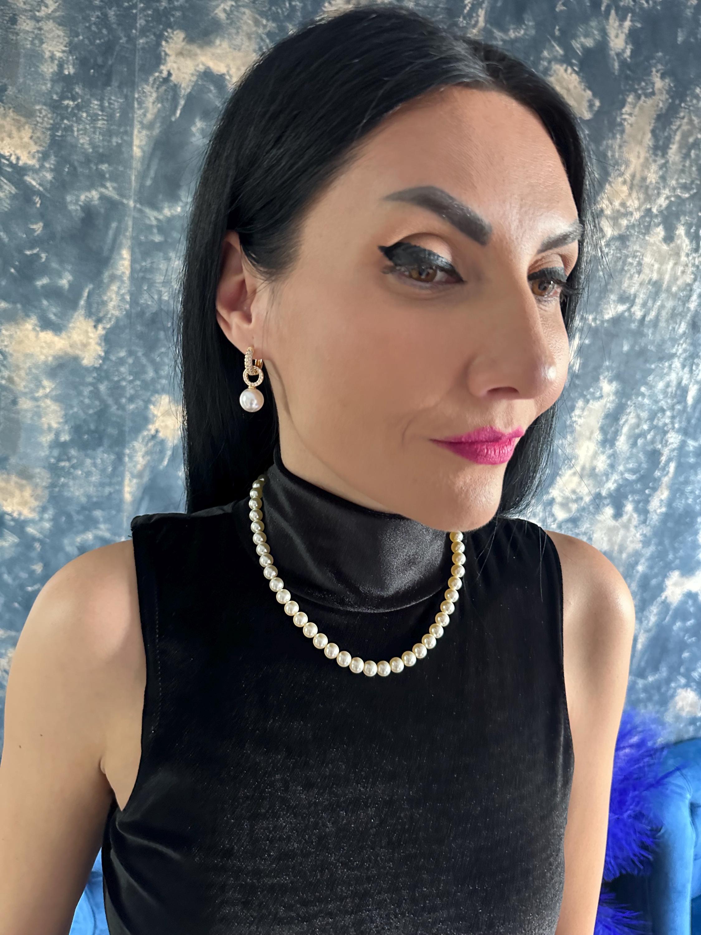 Fashion Trend Earrings Pearl Drop Design Elegant Party Wear Jewelry Gold Plated Hoops Dainty Crystal Pendant Stylish Accessory Collection Modern Fashion Statement Special Event Jewelry Perfect Evening Look Formal Occasion Wear Trendy Gift