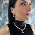 Pearl Drop Earrings Bridal Jewelry Collection Wedding Day Accessory Elegant Dangle Design Gold Plated Hoops Crystal Pearl Pendant Dainty Zircon Details Perfect Bride Gift Special Occasion Wear Formal Event Jewelry Statement Piece Fashion