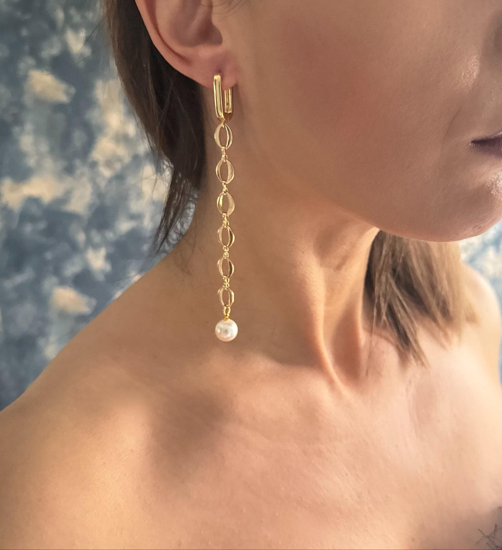 Venetian Mask Earrings Carnival Accessory Statement Jewelry Asymmetrical Design Mismatched Style Gold Hoop Earring Pearl Drop Crystal Detail Handmade Luxury Piece Unique Gift Idea Evening Wear Formal Events Bridal Jewelry Special Occasion