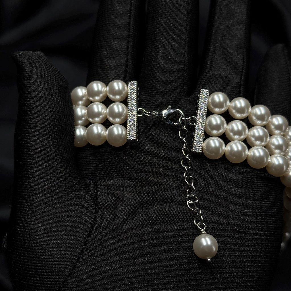 Bridal Pearl Choker Necklace Wedding Jewelry for Bride Multi-Strand White Pearl Choker Elegant Vintage Ivory Bridal Accessory Classic Collar