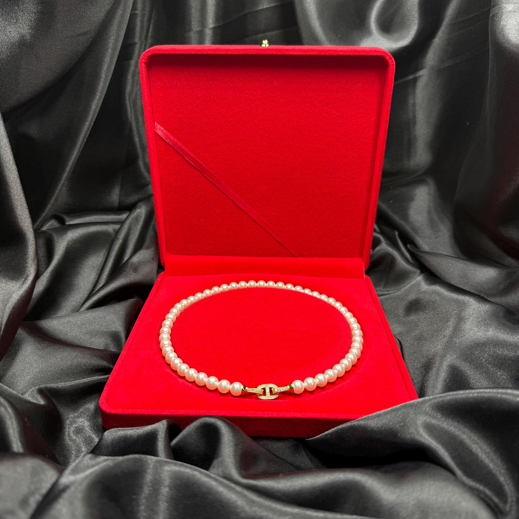 Swarovski pearl necklace Luxury Pearl Collection Crystal Necklace Design Elegant Jewelry Piece Anniversary Gift Idea Romantic Present Wife Special Occasion Accessory Formal Event Necklace Gold Plated Clasp Crystal Accent Details Eight MM Pearls Seventeen Inch