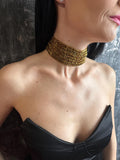 Statement Gold Choker Necklace Retro Statement Piece Vintage Style Jewelry Gift Her Elegant Accessory Multi Strand Crystal Bead Collar
