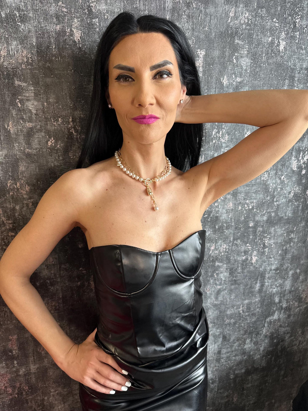 Pearl Lariat Necklace Gold Toggle Pearl Choker Necklace Handmade Pearl Chain Necklace Statement Layering Jewelry