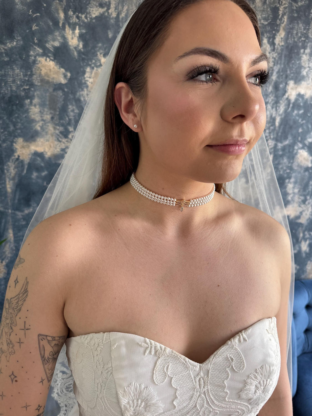 Swarovski Crystal Pearls Elegant Choker Necklace Double Strand Design Premium Wedding Accessory Gold Plated Components Handmade Quality Craftsmanship Bridal Collection Piece Formal Event Jewelry Customizable Length Option Classic Style
