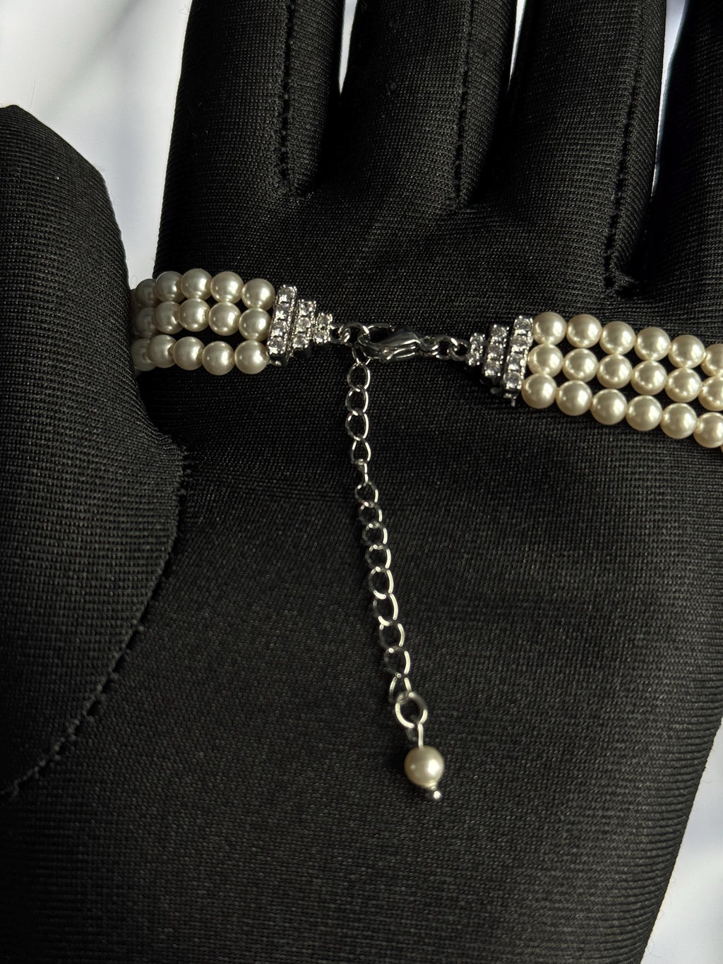 Double Strand Pearl Choker Elegant Design Crystal Pendant Centerpiece Wedding Jewelry Collection Customizable Length Option Swarovski Pearls Quality Gold Plated Elements Formal Occasion Perfect Bridal Accessory Essential Handmade Creation