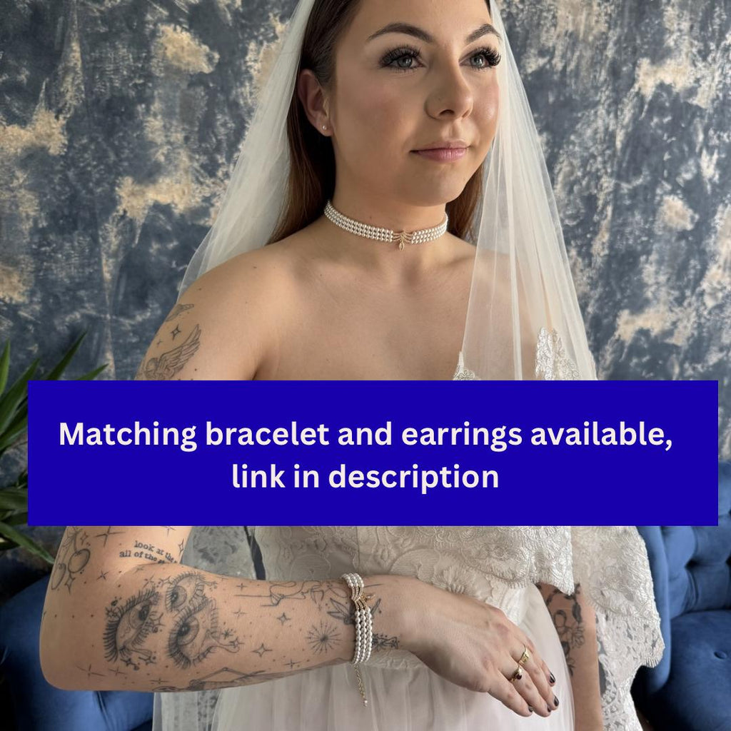Swarovski Crystal Pearls Elegant Choker Necklace Double Strand Design Premium Wedding Accessory Gold Plated Components Handmade Quality Craftsmanship Bridal Collection Piece Formal Event Jewelry Customizable Length Option Classic Style