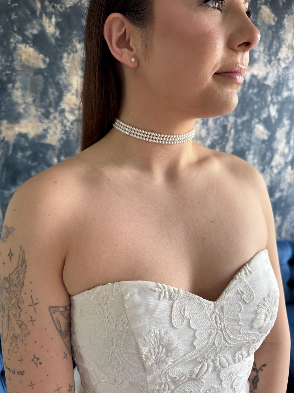 Triple Strand Pearl Choker Necklace Bridal Pearl Collar Micropearl Wedding Jewelry Crystal Pearl Bridal Jewellery Tiny Pearls White or Ivory