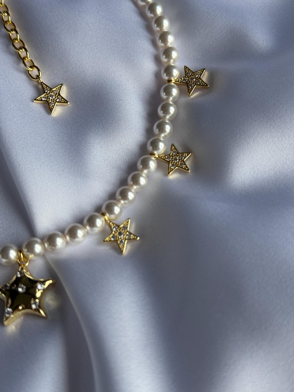 Handmade Gold Jewelry Pearl Star Choker Austrian Crystal Celestial Star Necklace Swarovski  Pearl Choker Design Handmade Gold Jewelry Austrian Crystal Elements Elegant Fashion Statement Trendy Celestial Theme Adjustable Length Options Wedding Accessory Special Occasion Piece High Quality Construction Dainty Celestial Star Necklace Swarovski  Pearl Choker
