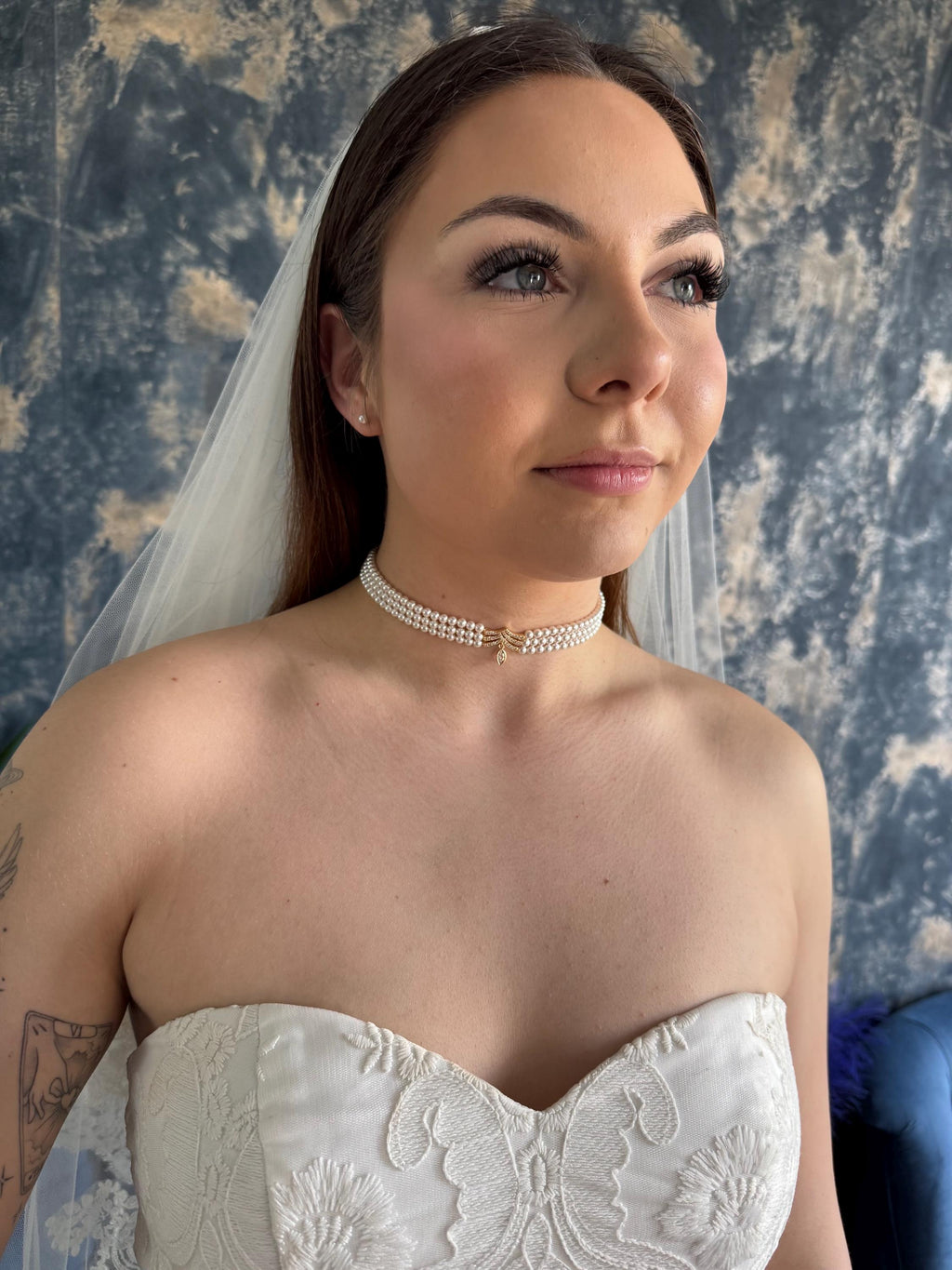 Formal Jewelry Collection Pearl Choker Necklace Elegant Design Crystal Pendant Feature Gold Plated Components Double Strand Arrangement Swarovski Pearls Quality Customizable Length Option Wedding Accessory Perfect Bridal Collection Piece