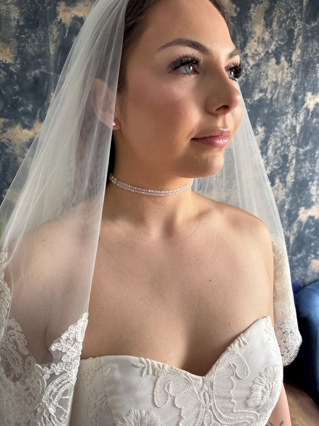 Double Strand Bridal Necklace Swarovski  Crystal Choker Design Wedding Jewelry Collection Faceted Bead Construction Rainbow Shimmer Details Gold Plated Quality Platinum Finish Option Handcrafted Wedding Accessory Perfect Ceremony Statement