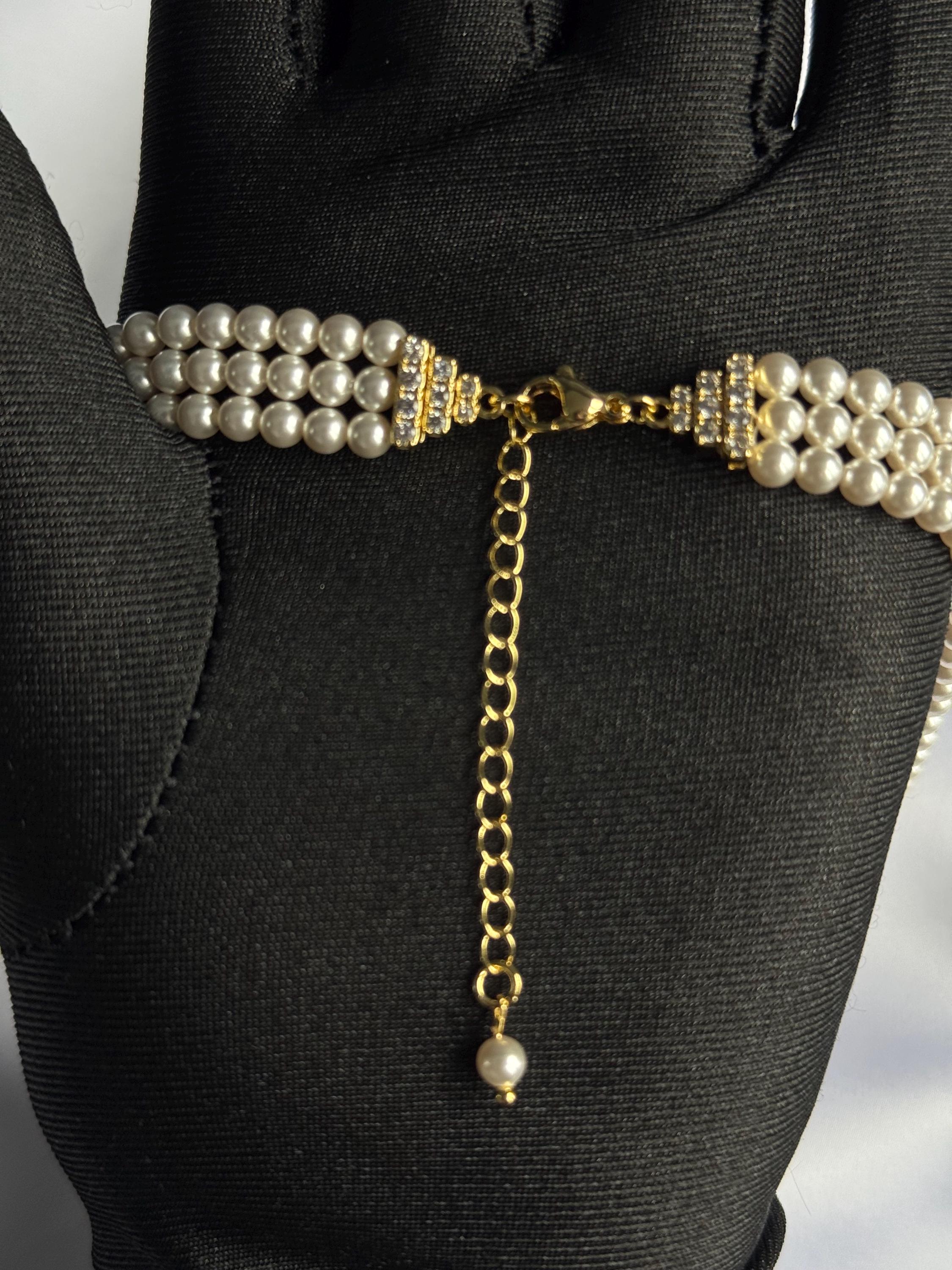 Double Strand Pearl Choker Elegant Design Crystal Pendant Centerpiece Wedding Jewelry Collection Customizable Length Option Swarovski Pearls Quality Gold Plated Elements Formal Occasion Perfect Bridal Accessory Essential Handmade Creation