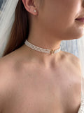Pearl Choker Necklace Bridal Accessory Wedding Jewelry Elegant Design Crystal Pendant Gold Plated Double Strand Pearls Customizable Length Classic Style Formal Wear Essential Swarovski Crystals Premium Quality Handmade Creation Special