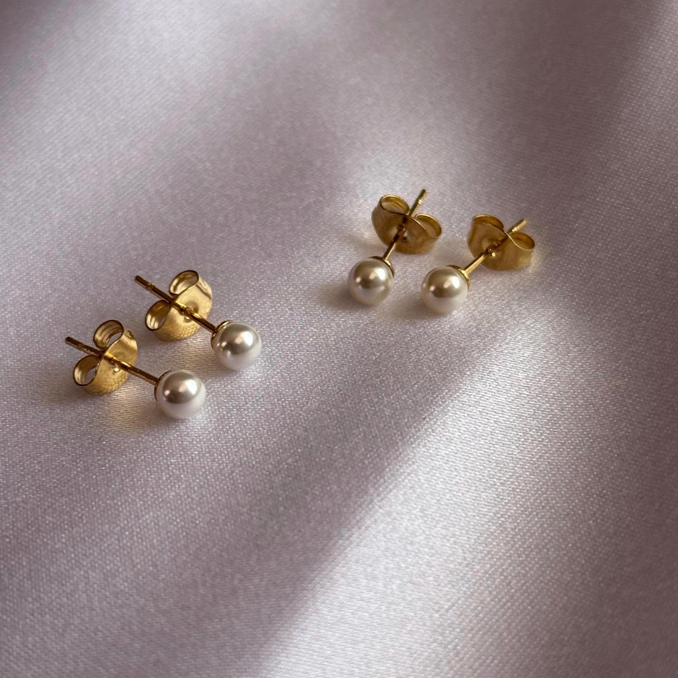 Swarovski Pearl Stud Earrings Elegant Bridal Jewelry Wedding Accessory Dainty Design Crystal Pearl Gold Plated Posts Handmade Earring Set Perfect Bridesmaid Gift White Pearl Collection Classic Style Formal Occasion Wear Beautiful Wedding Jewelry