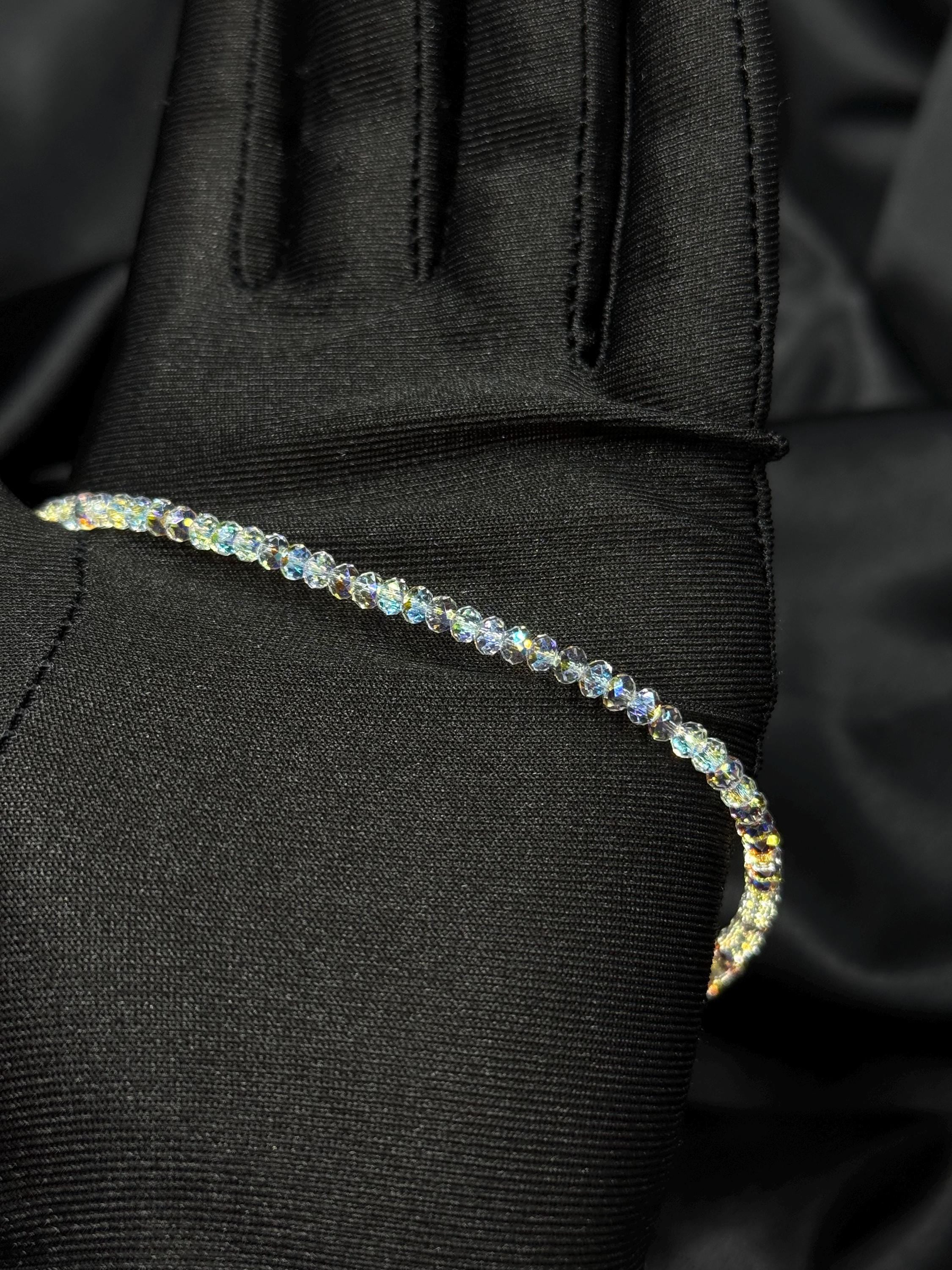 Swarovski Crystal Bridal Choker Necklace single Strand Wedding Jewelry Aurora Borealis Ab Finish Premium Quality Beaded Design Gold Plated Brass Clasp Custom Length 12 16 Inches Perfect Bridesmaid Gift Set Elegant Formal Event Accessory